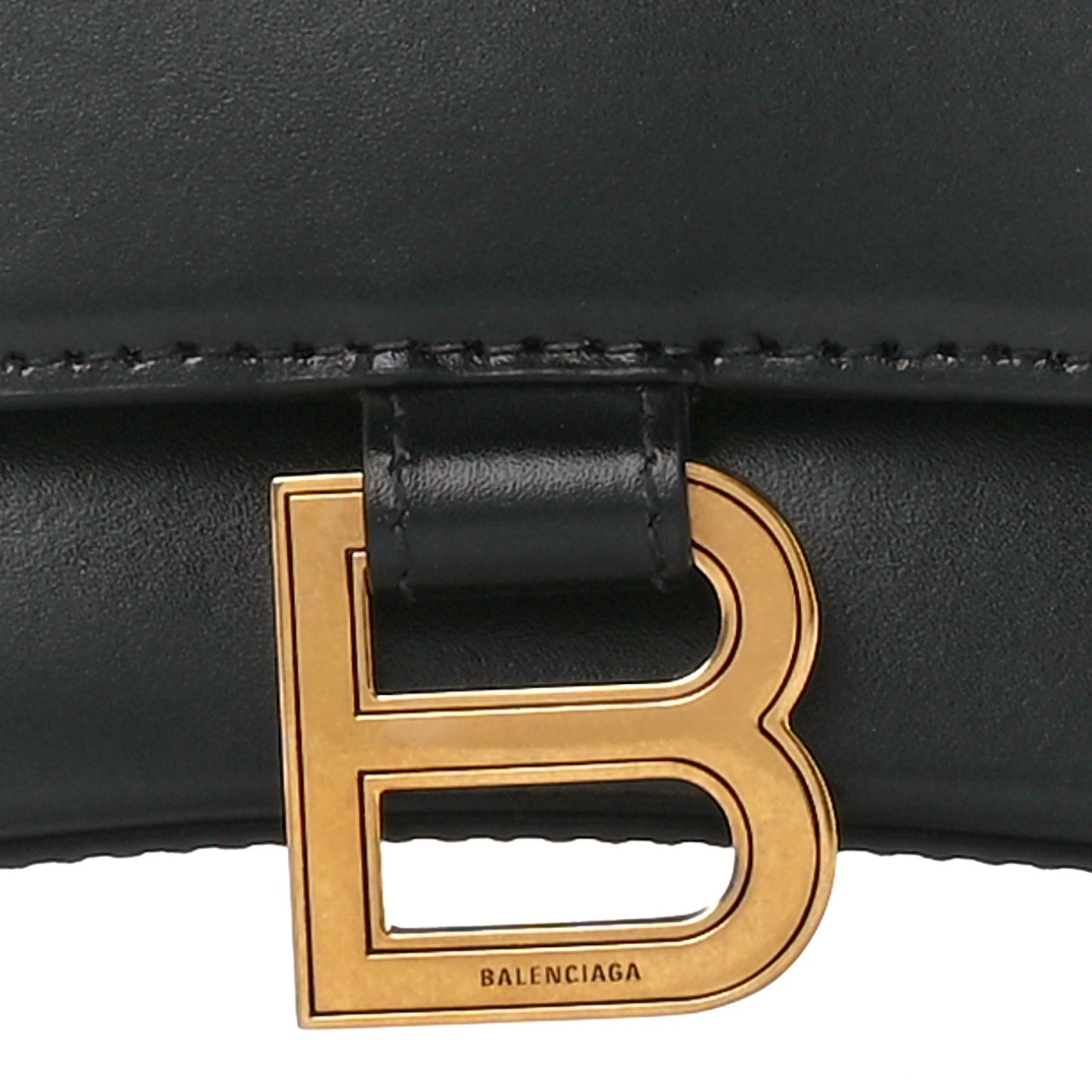 Shiny Box Calfskin Small Hourglass Top Handle Bag Black