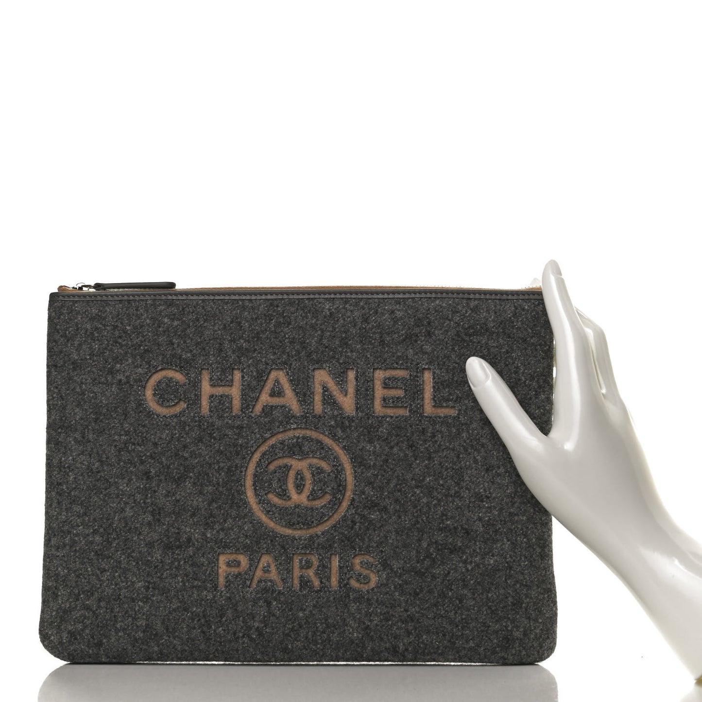 Wool Medium Deauville Cosmetic Pouch Grey
