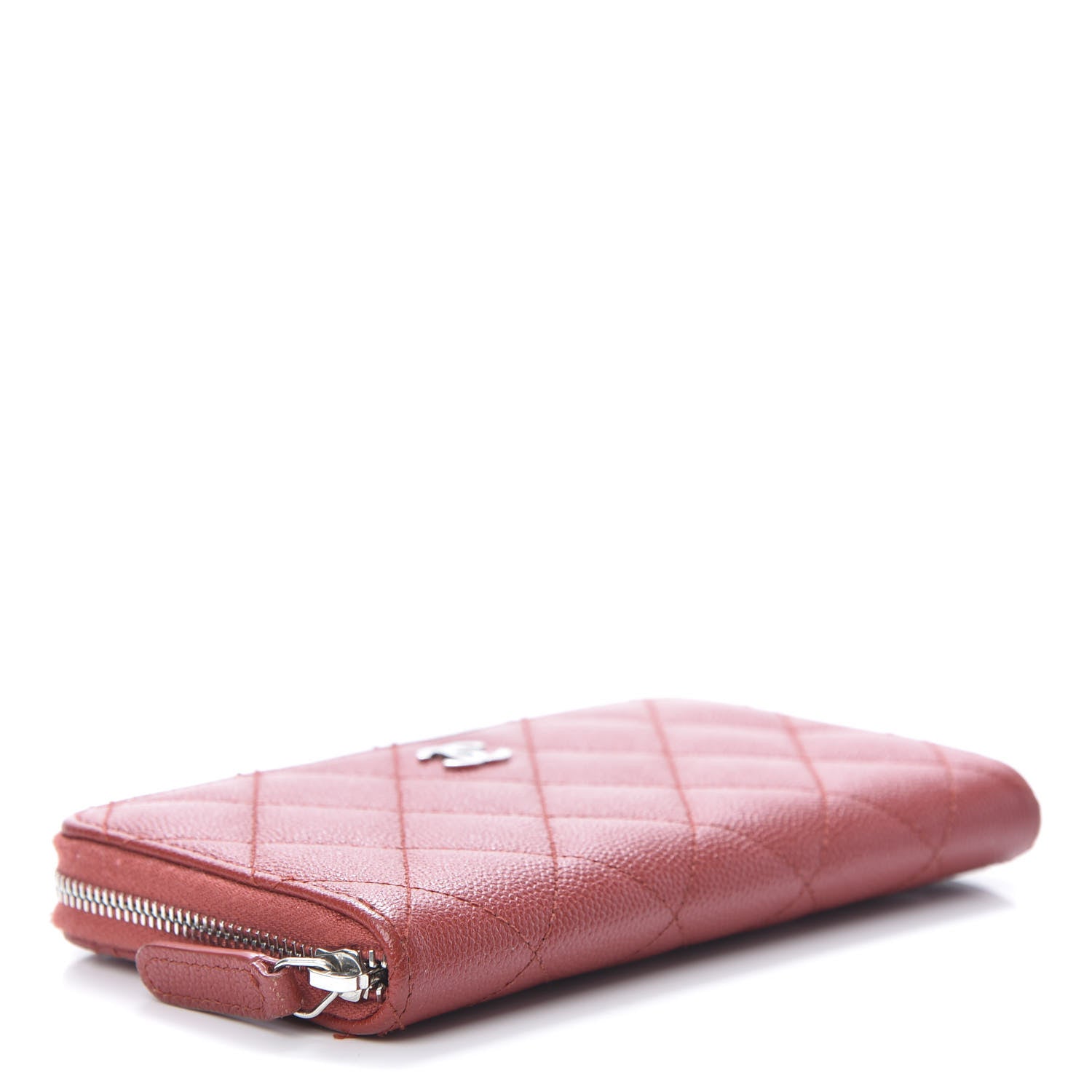 Chanel Caviar Quilted Medium Zip Around Wallet Red 4 of 11