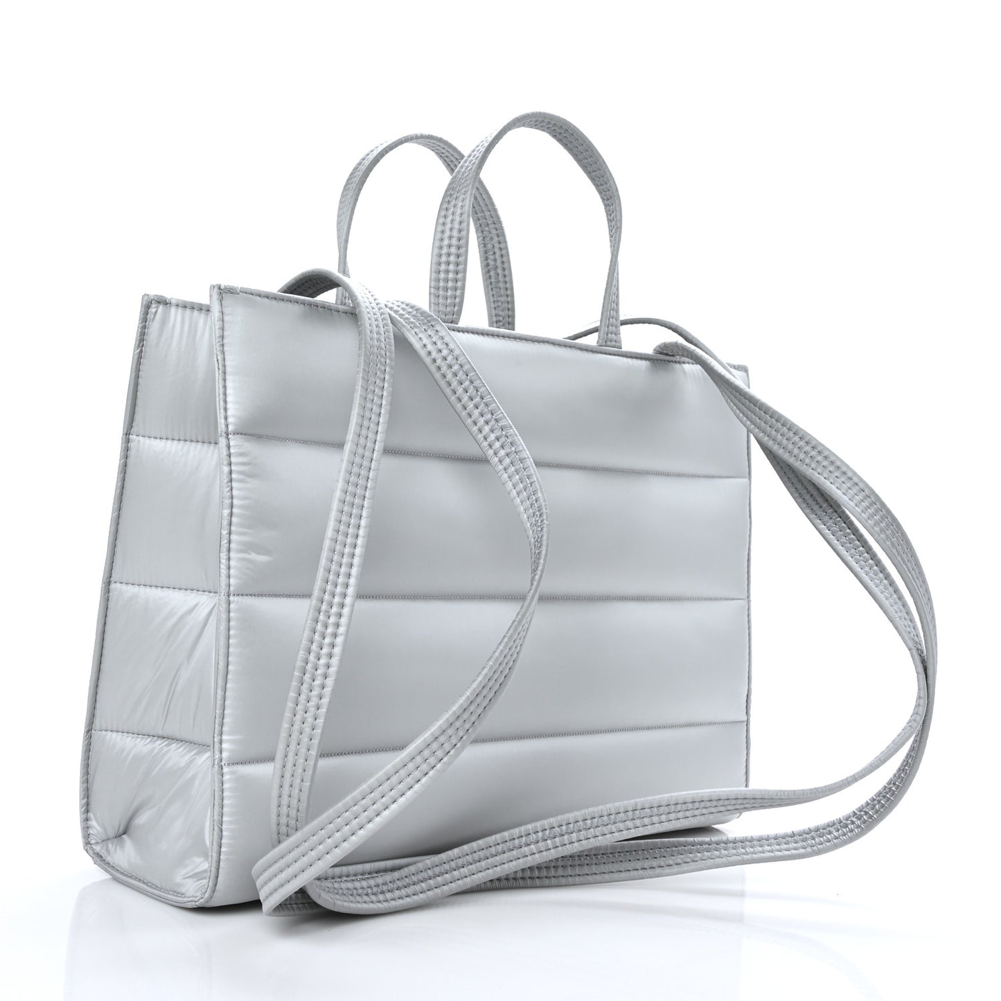Nylon Medium Puff Shopping Bag Grey