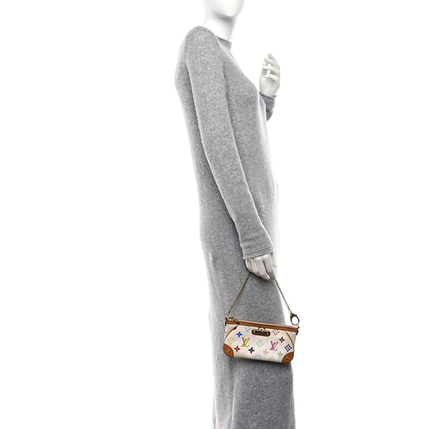 LOUIS VUITTON Monogram Multicolor Pochette Milla MM White