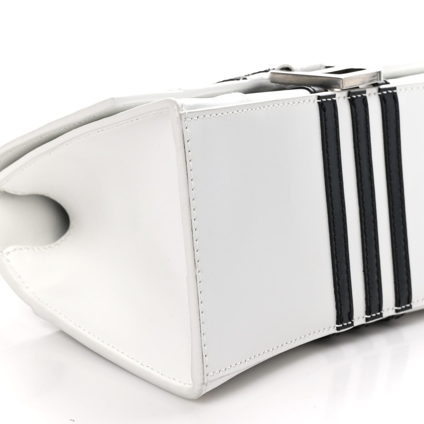 X ADIDAS Shiny Box Calfskin Hourglass Top Handle Bag XS Off White