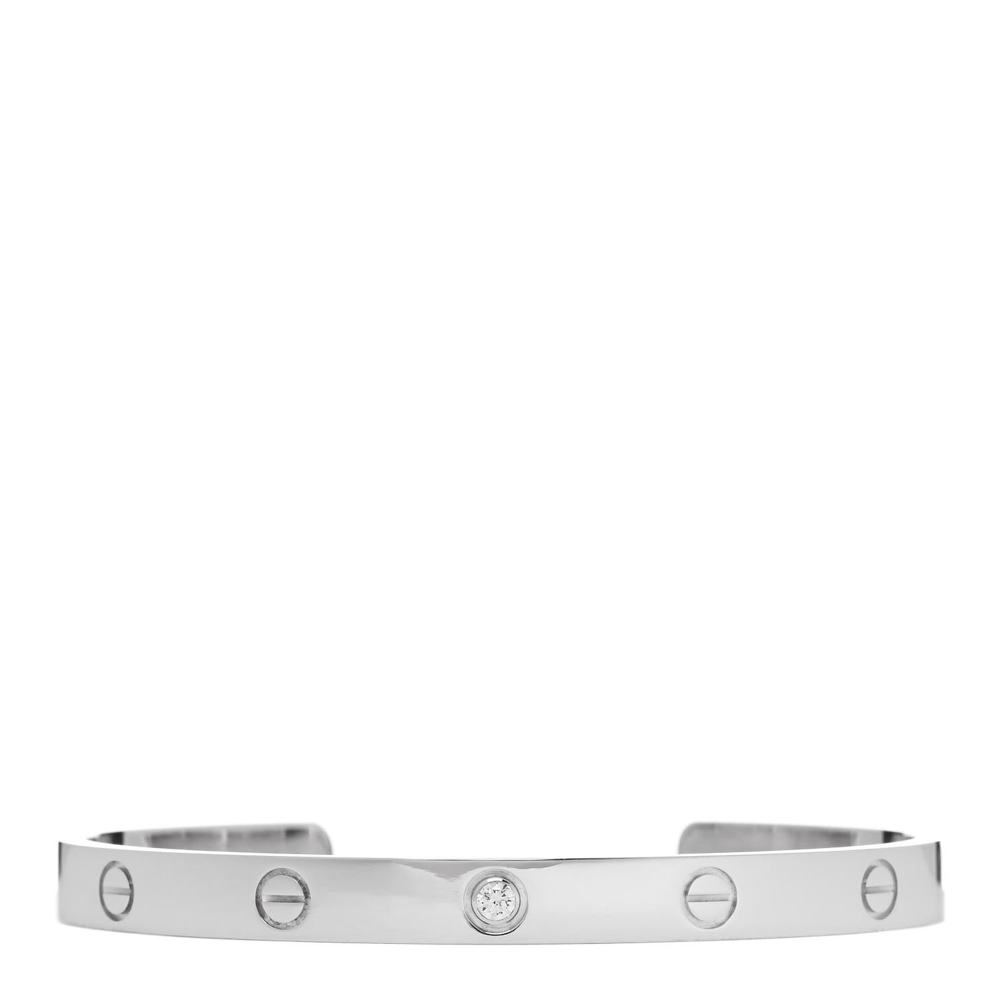 18K White Gold 1 Diamond LOVE Cuff Bracelet 19