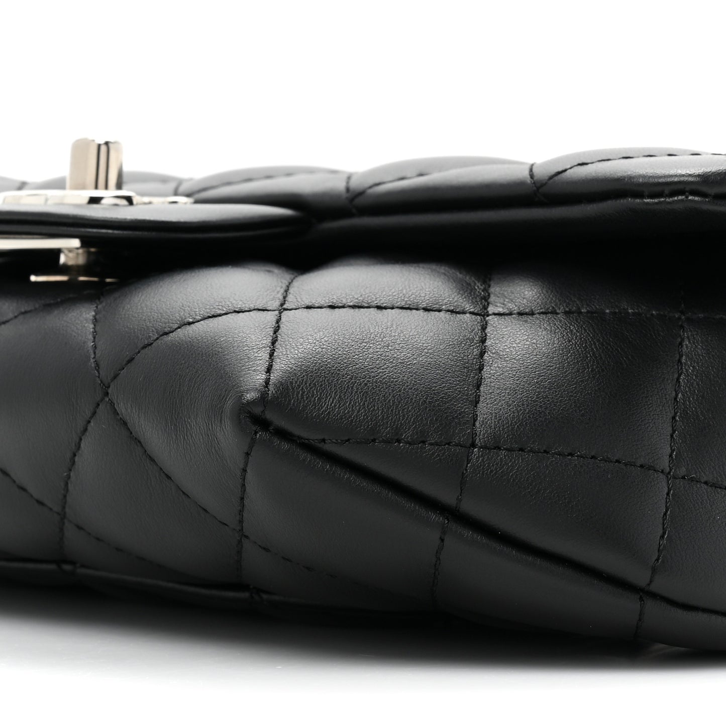 Calfskin Quilted CC Uniform Flap Belt Bag Black