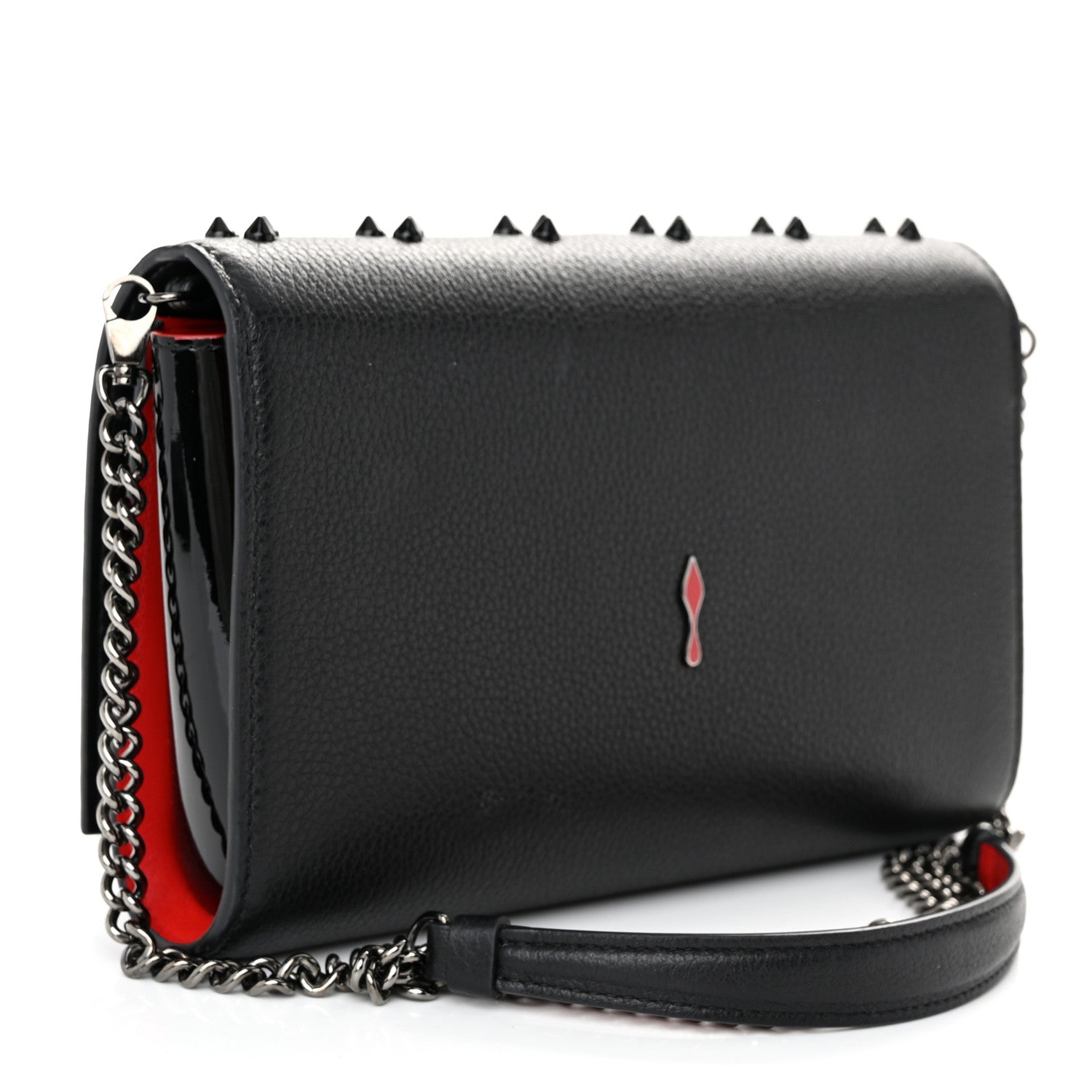Christian Louboutin Calfskin Spikes Loubinthesky Paloma Clutch Black 3 of 11
