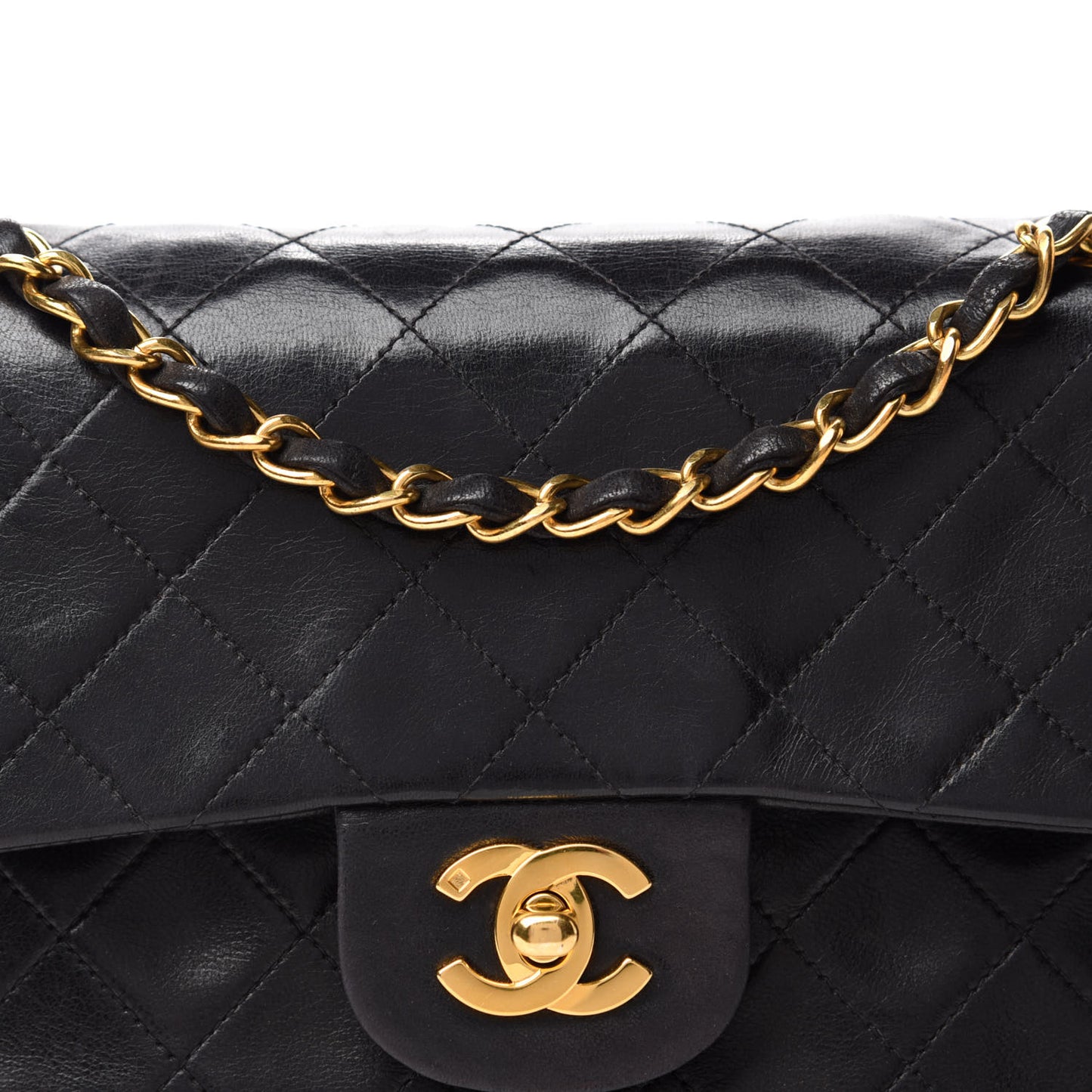 Lambskin Quilted Small Double Flap Black