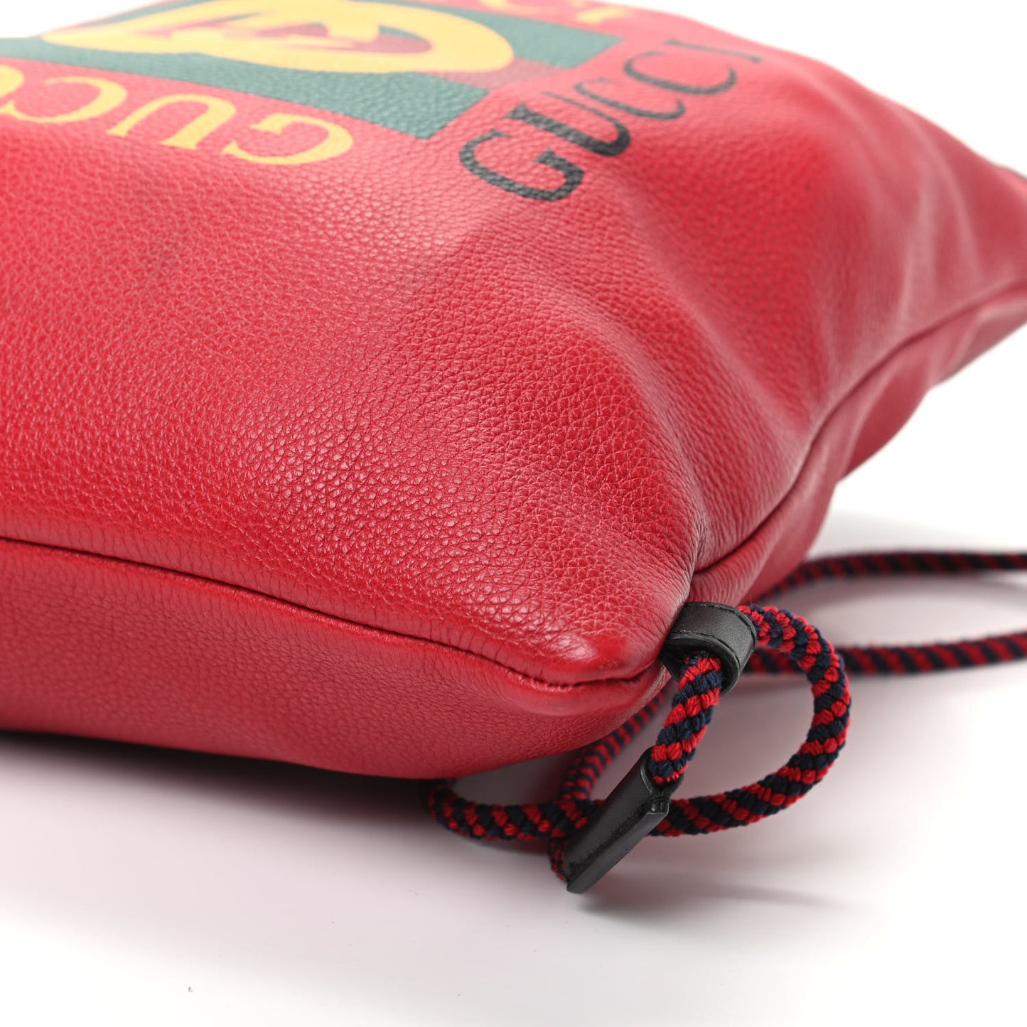 Calfskin Mens Logo Drawstring Backpack Red