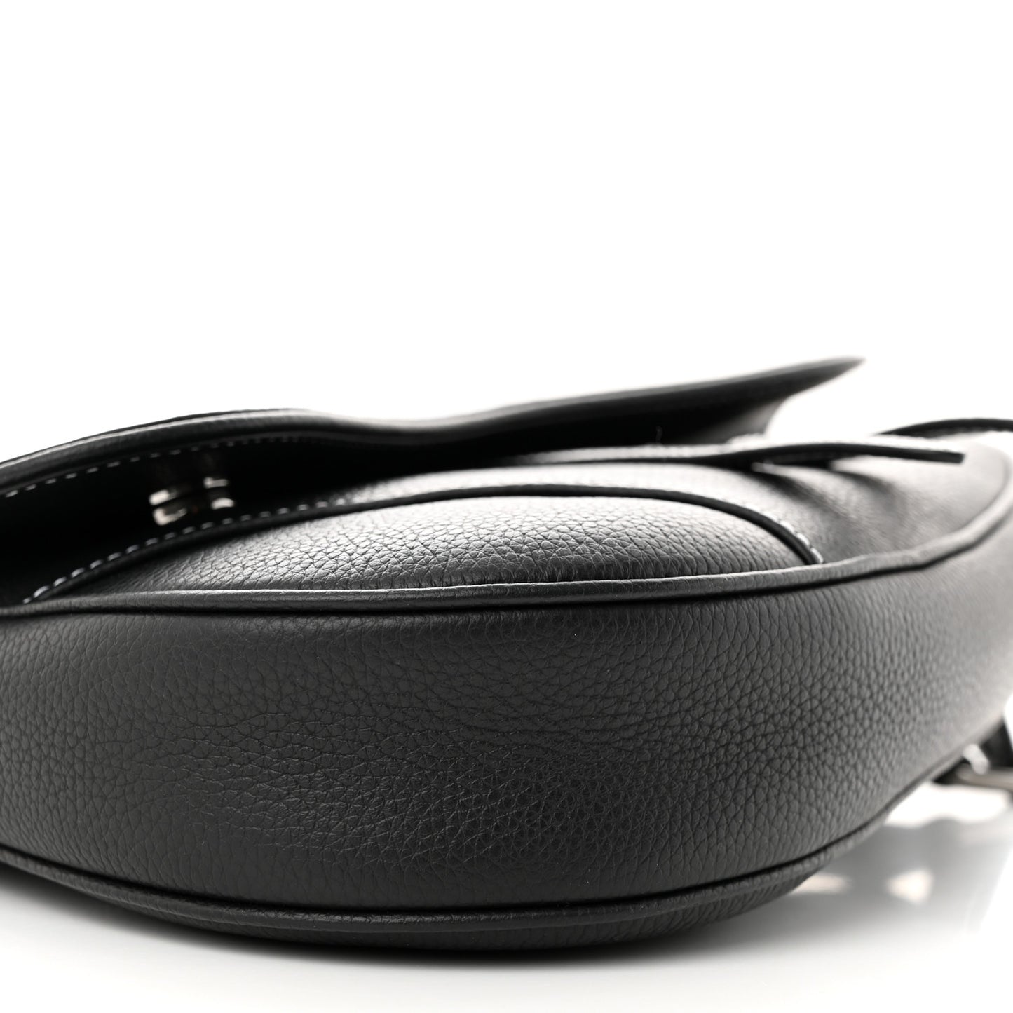 X PETER DOIG Grained Calfskin Saddle Bag Black