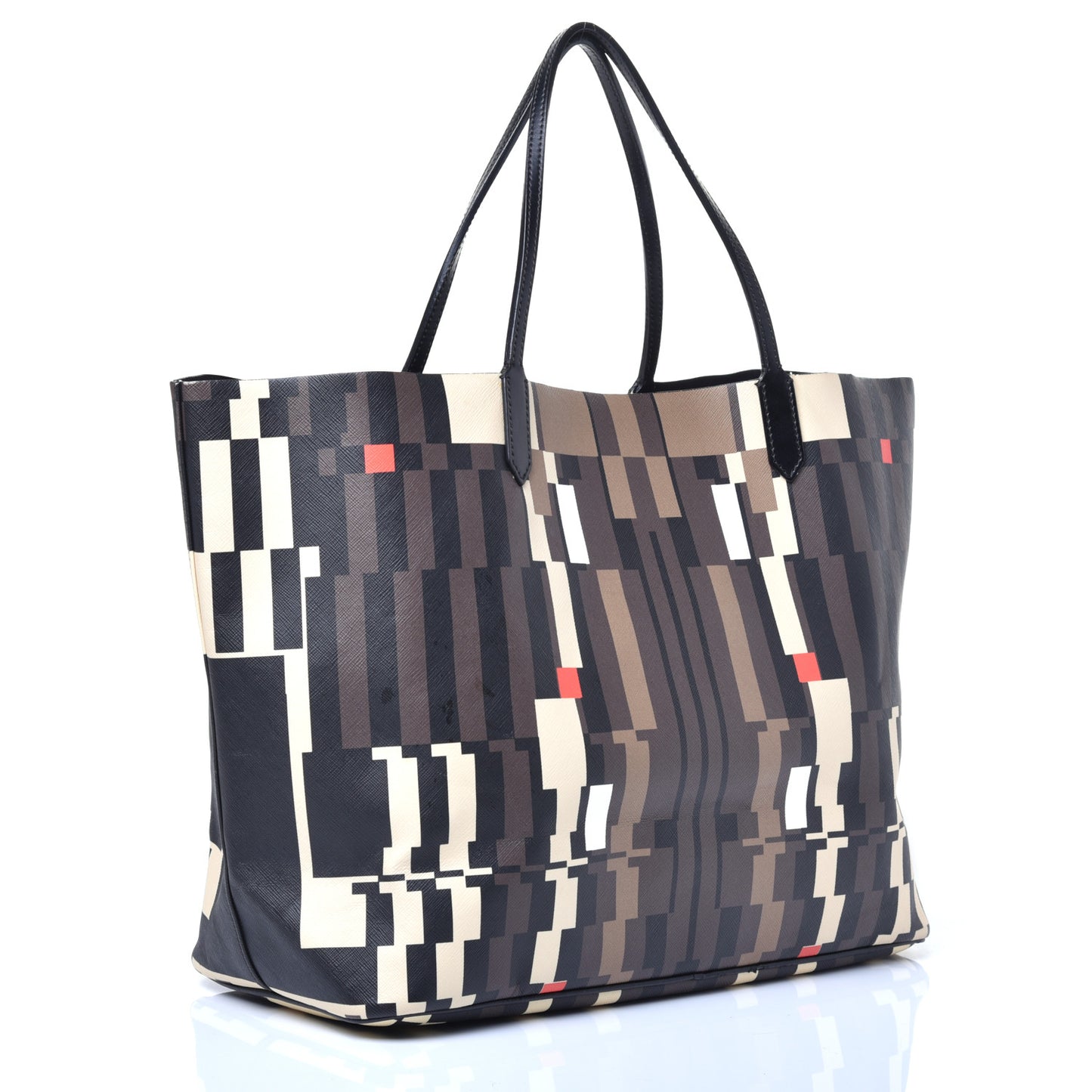 Textured Coated Canvas Print Large Antigona Tote Black