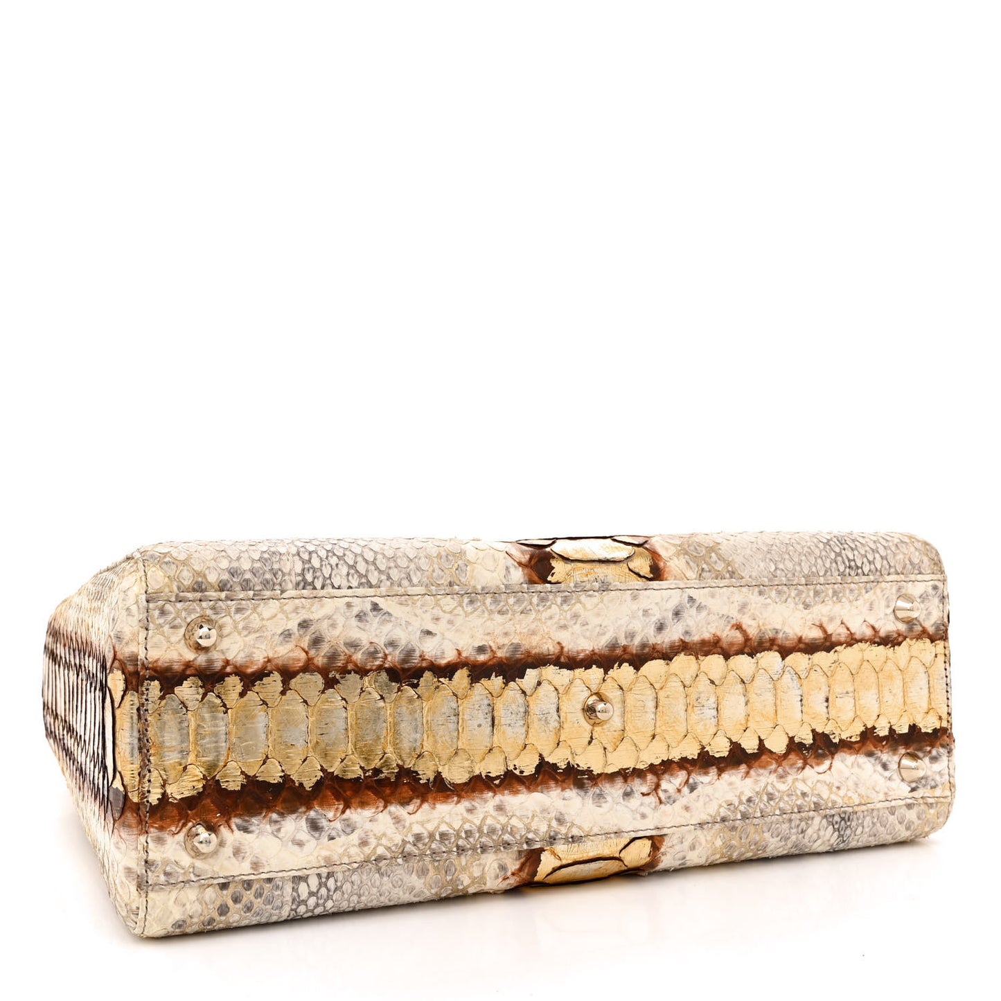 Metallic Snakeskin Large Lady Dior Beige Gold