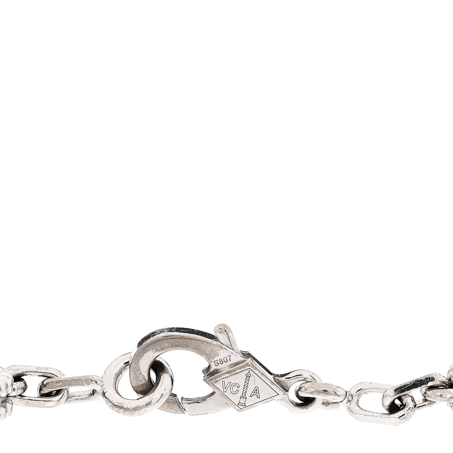 18K White Gold Chalcedony 5 Motifs Vintage Alhambra Bracelet