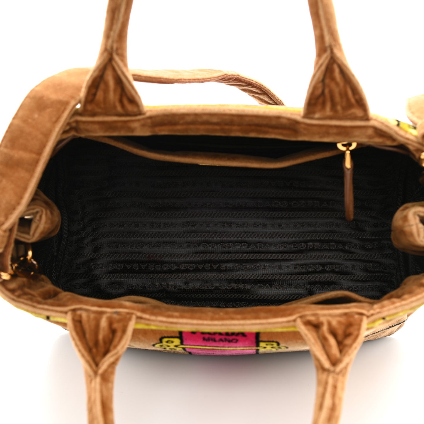 Velluto Ricamo Cahier Tote Bag Cammello