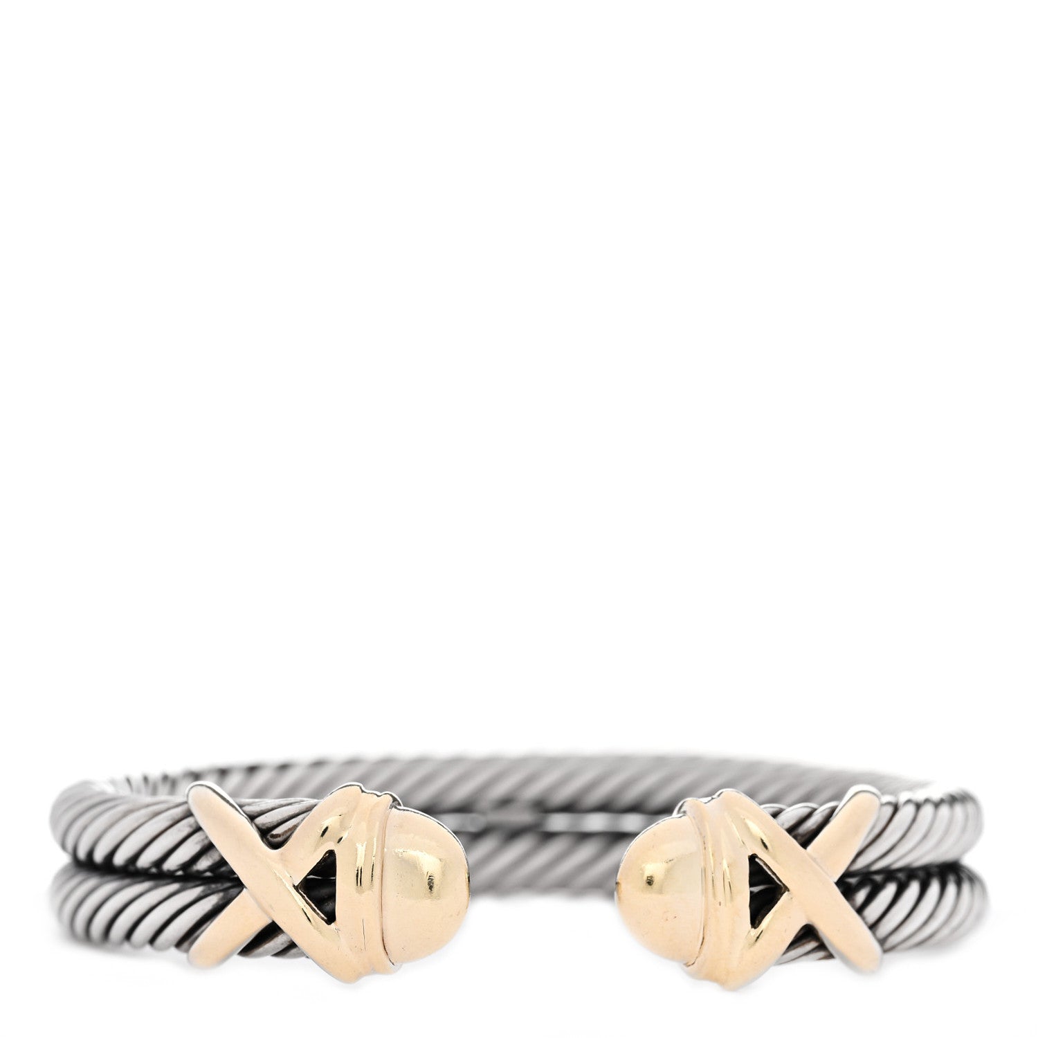 David Yurman Sterling Silver 14K Yellow Gold 10mm Double X