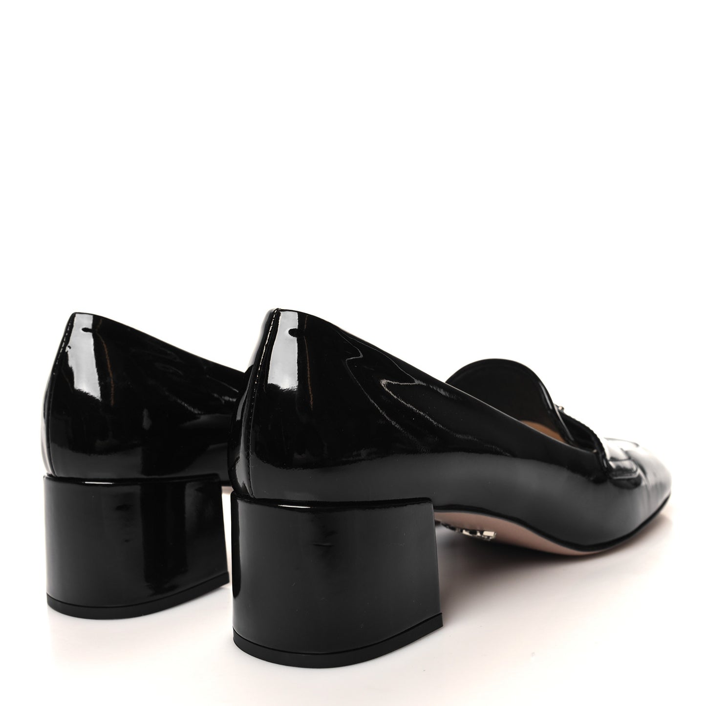 Patent Metal Triangle Logo 85mm Loafers 38.5 Black