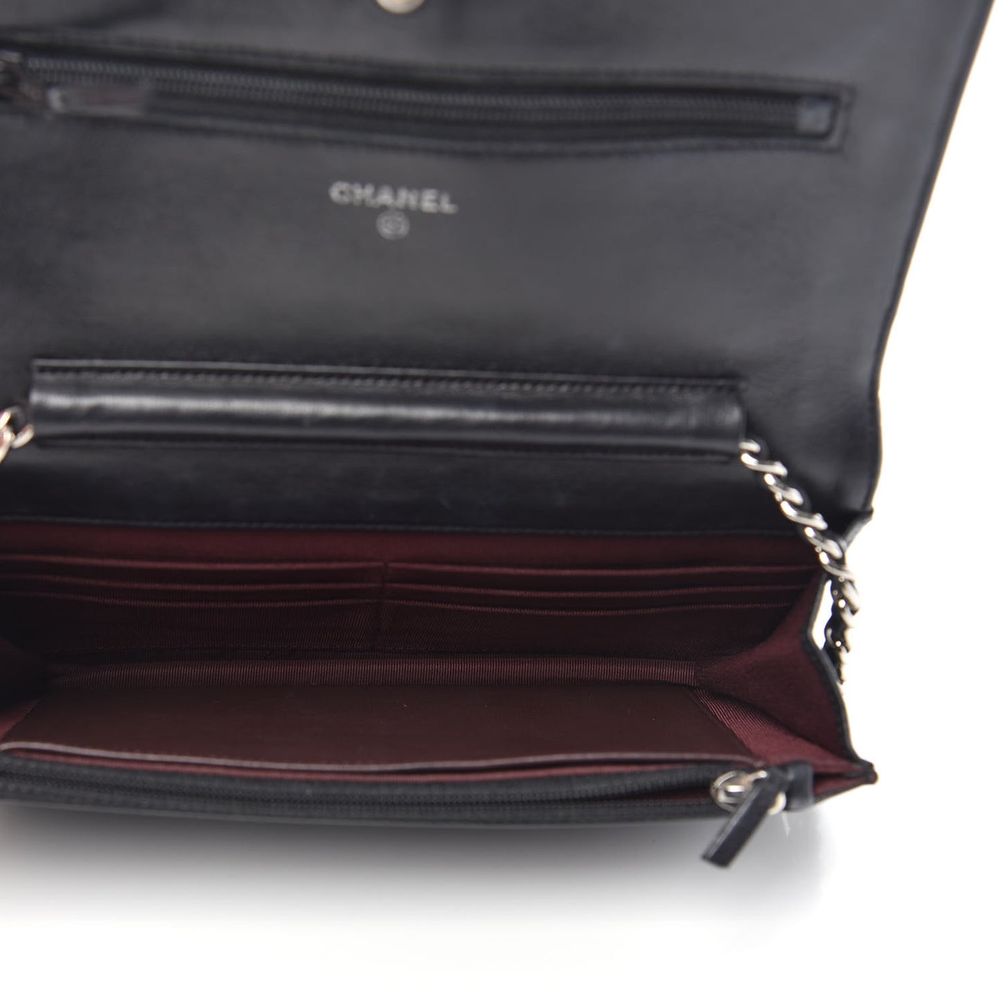 Lambskin Quilted Wallet On Chain WOC Black