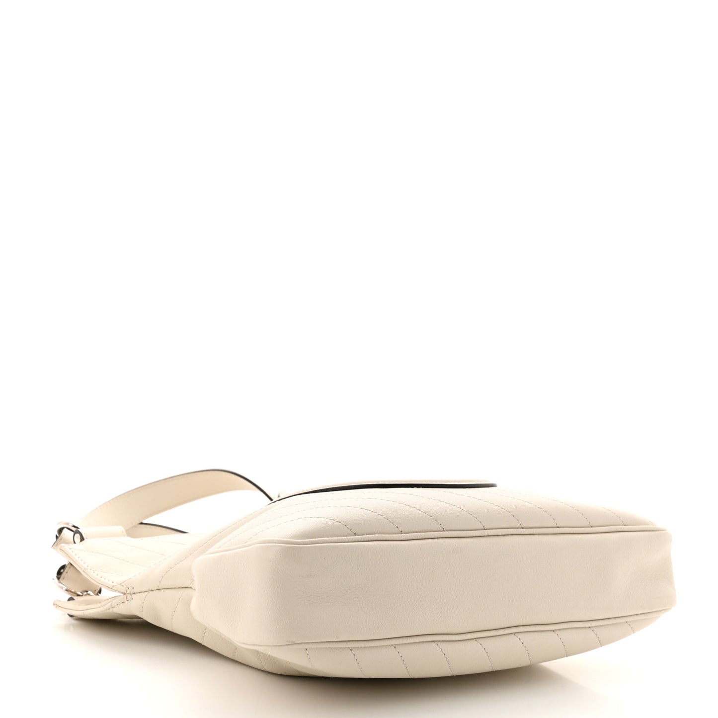 Sakai Be Green Calfskin Diagonal Stitched Small Blondie Tote Mystic White