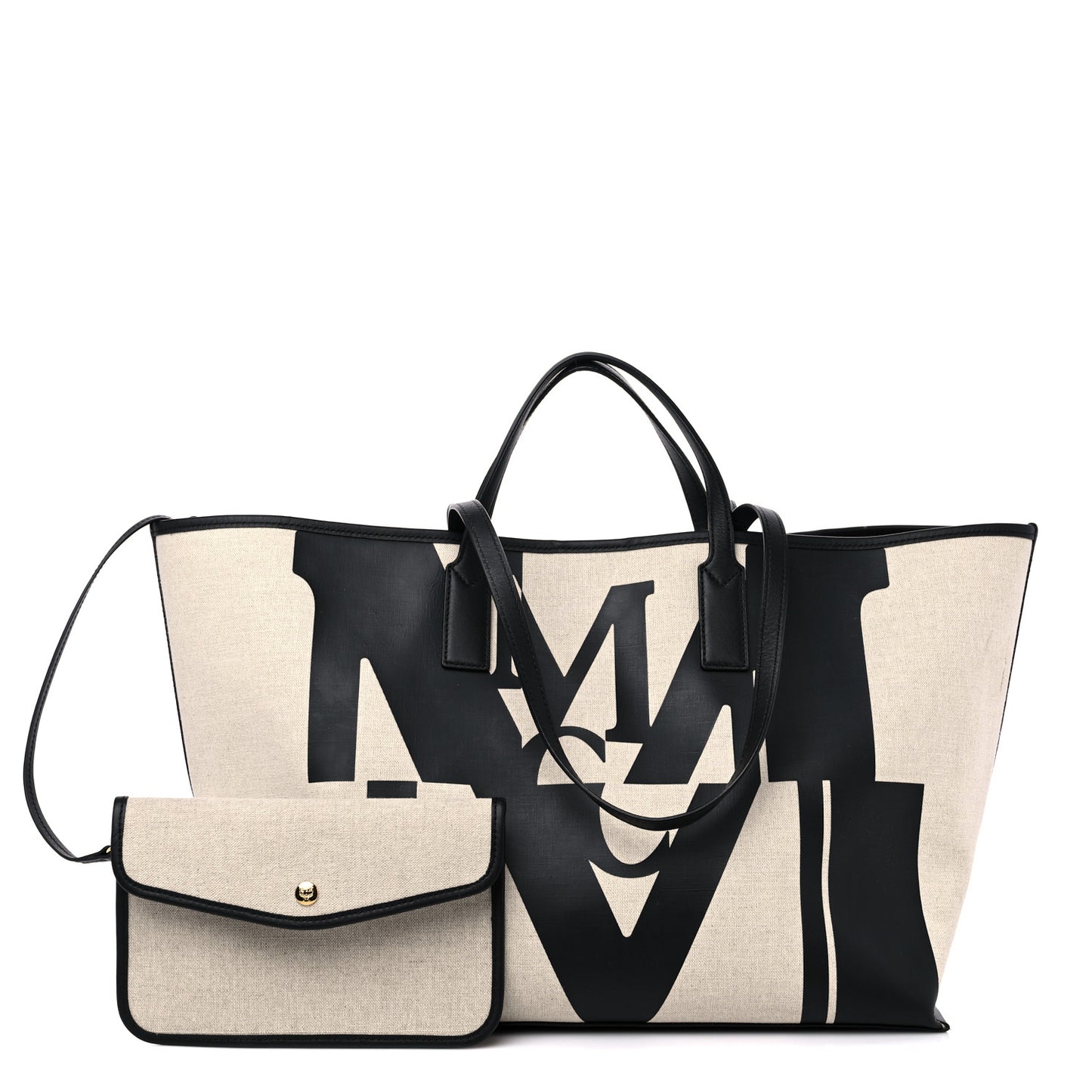 Canvas Glitch Logo Medium Aren Shopper Tote Black White