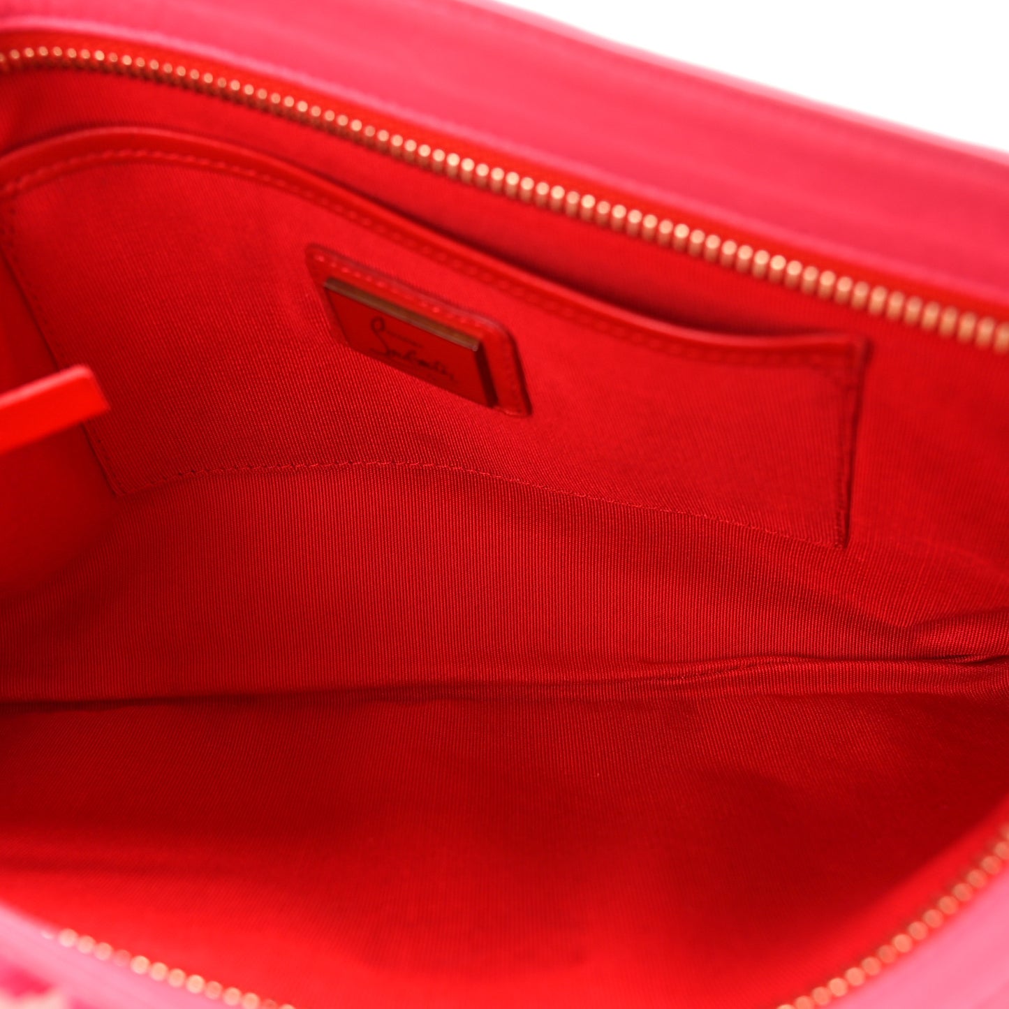 Calfskin Spikes Loubiposh Chain Clutch Fuchsia