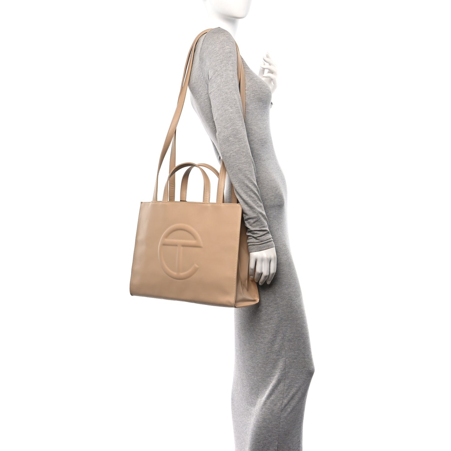 Vegan Leather Medium Shopping Bag Cream