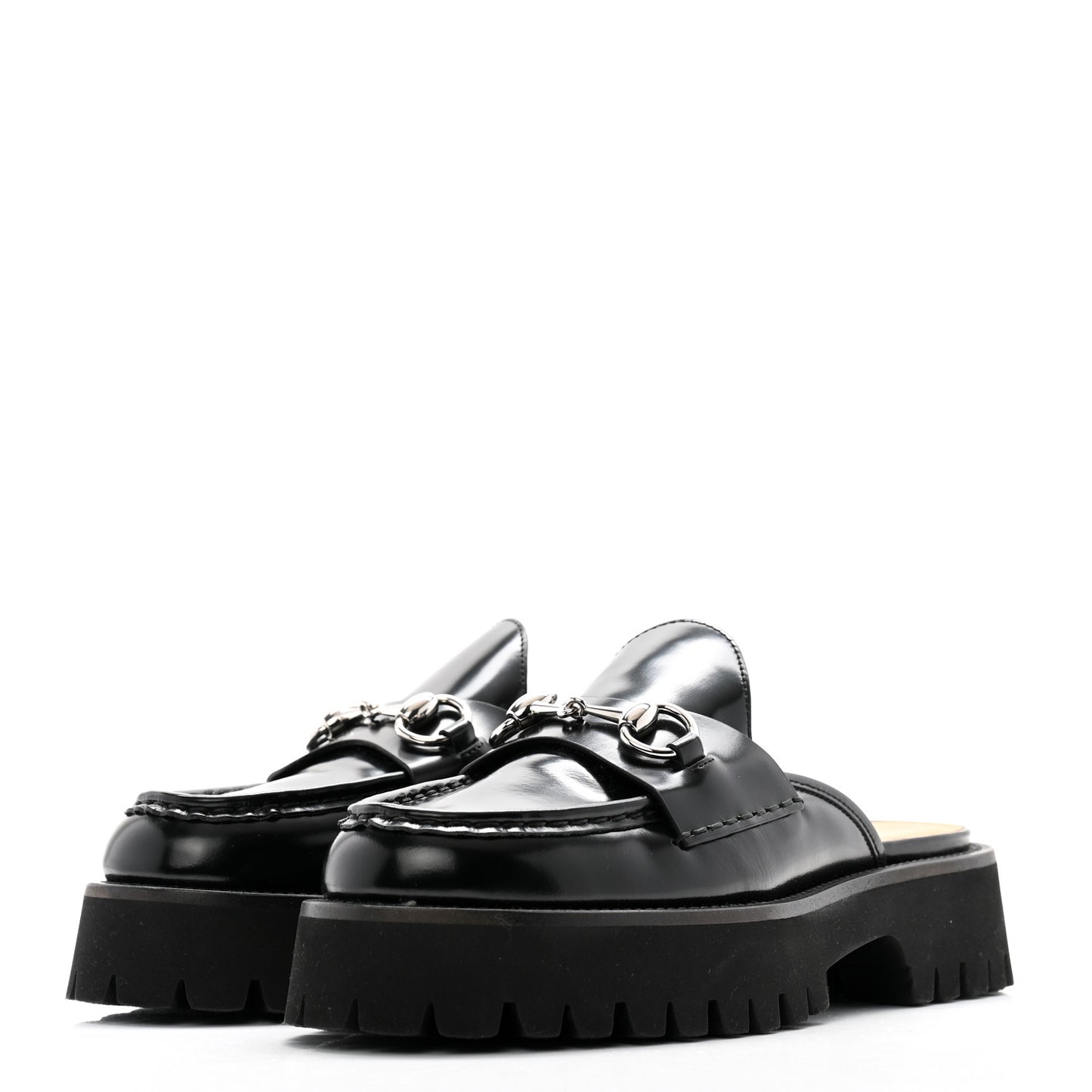 Magnum Calfskin Womens Horsebit Platform Mules 37.5 Black