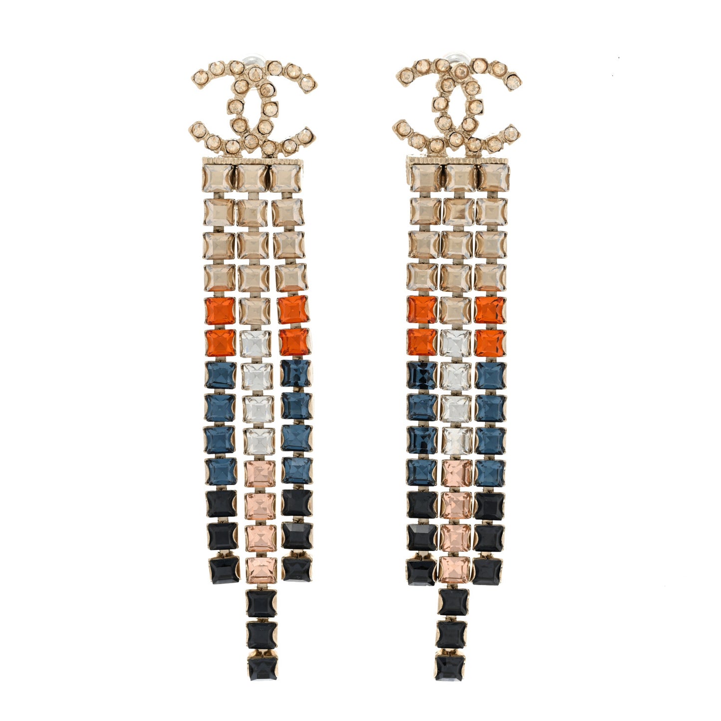 Baguette Crystal CC Drop Earrings Multi