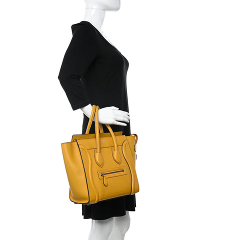 Drummed Calfskin Micro Luggage Ocre