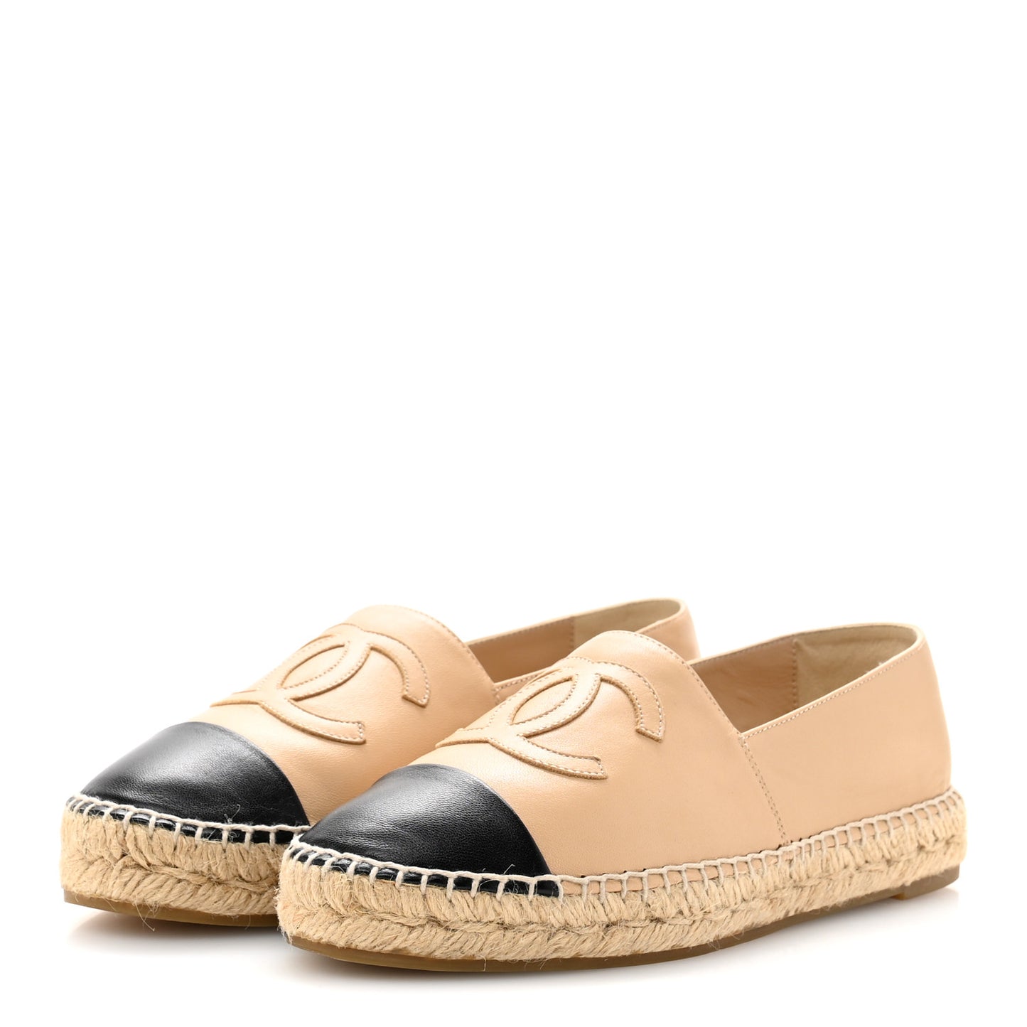 Lambskin CC Espadrilles 38 Beige Black
