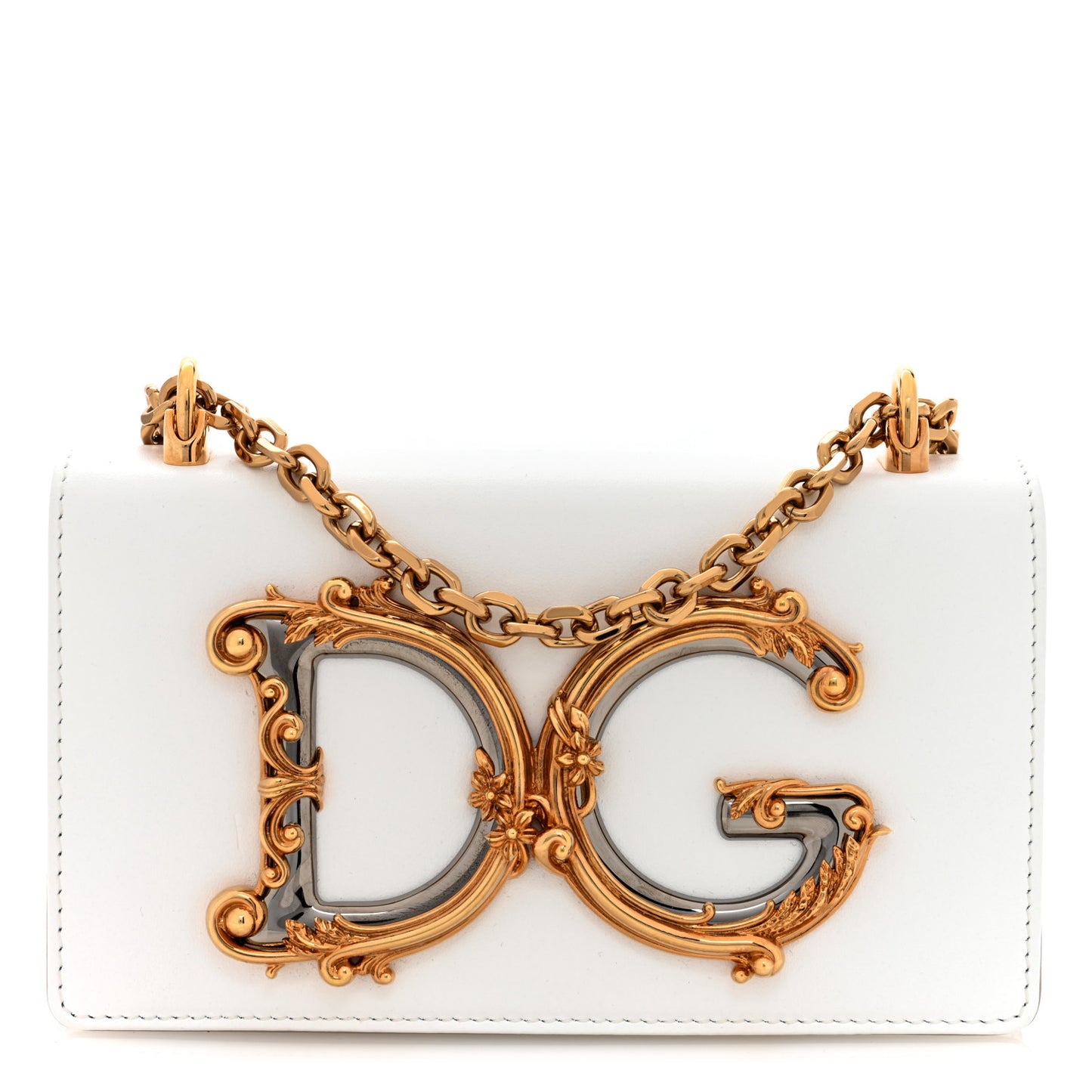Nappa DG Girls Phone Shoulder Bag White