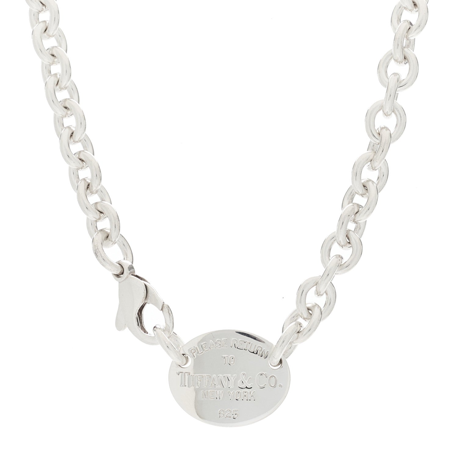 Tiffany Sterling Silver Return to Tiffany Oval Tag Choker Necklace 1 of 3