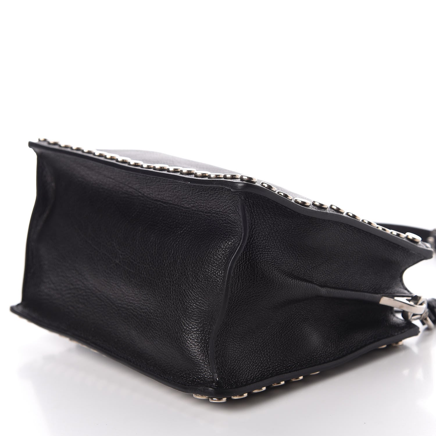 Prada Glace Calfskin Studded Etiquette Shoulder Bag Black 7 of 9