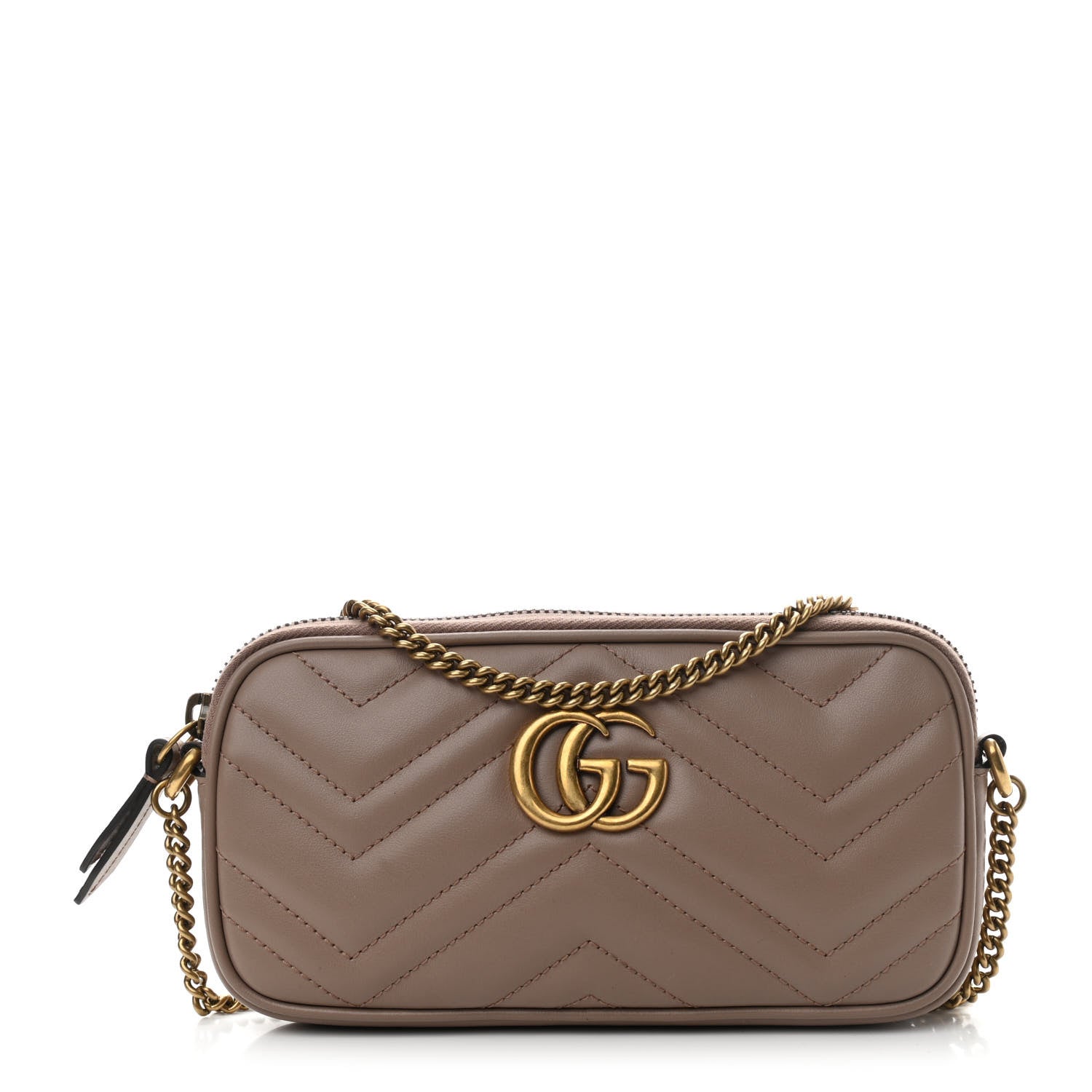 Gucci Calfskin Matelasse Mini GG Marmont Chain Crossbody Bag Porcelain Rose 1 of 10