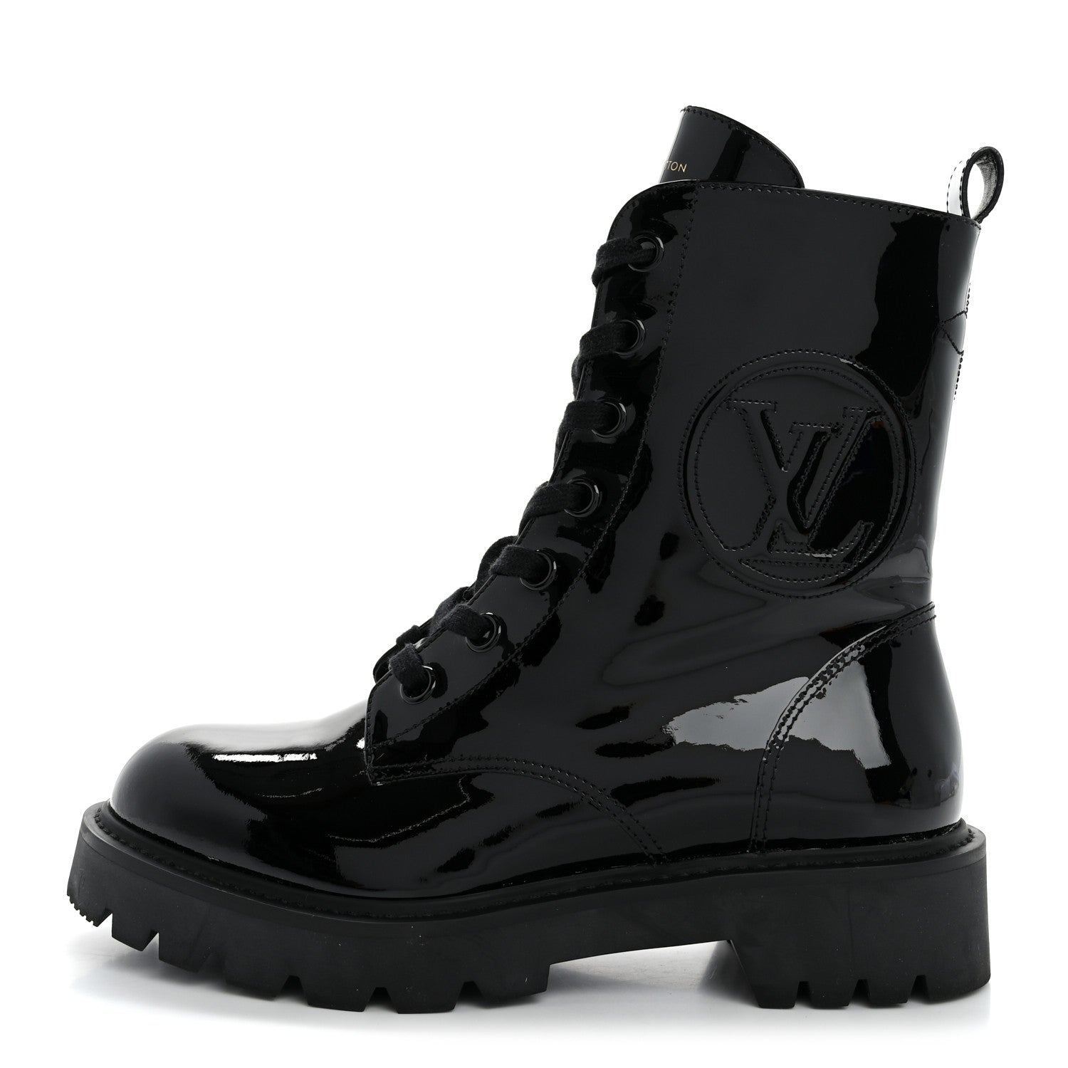 Louis Vuitton Patent Territory Flat Ranger Boots 38 Black 1639968