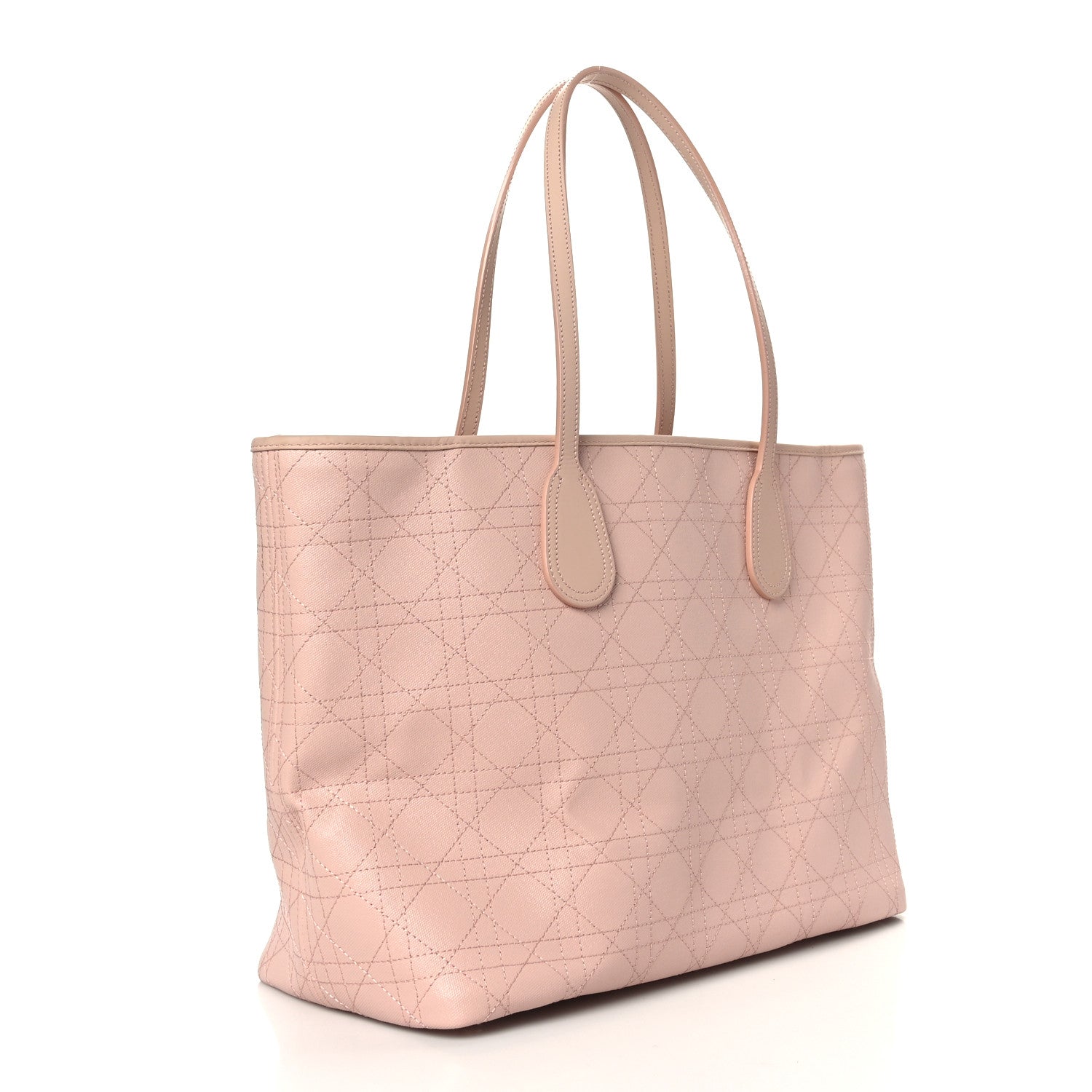 Christian Dior Coated Canvas Cannage Panarea Shopping Tote Rosato 2 of 8