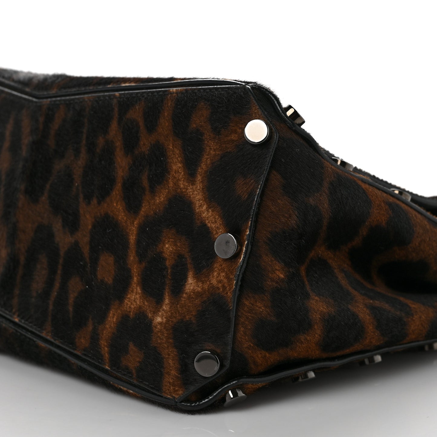 Pony Hair Leopard Medium Lockett Shoulder Bag Black