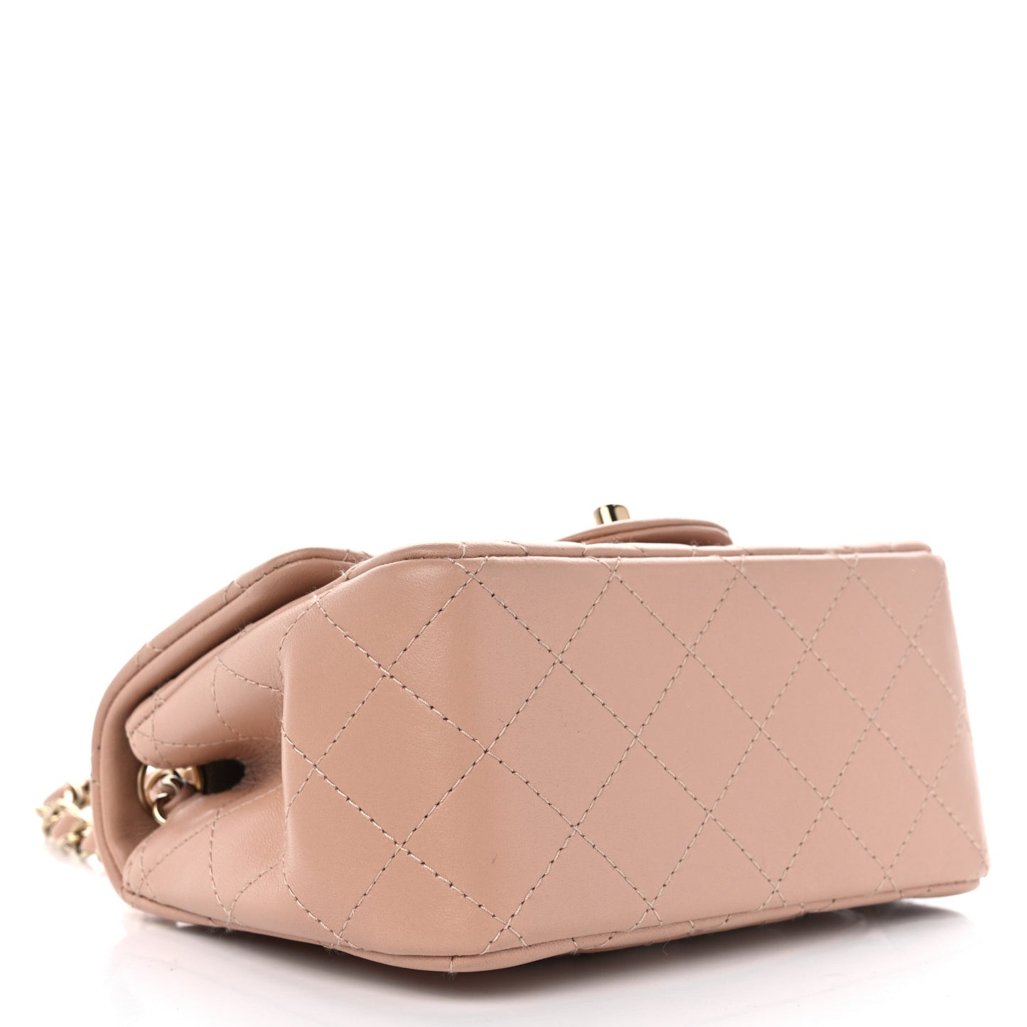 Lambskin Quilted Mini Square Flap Beige