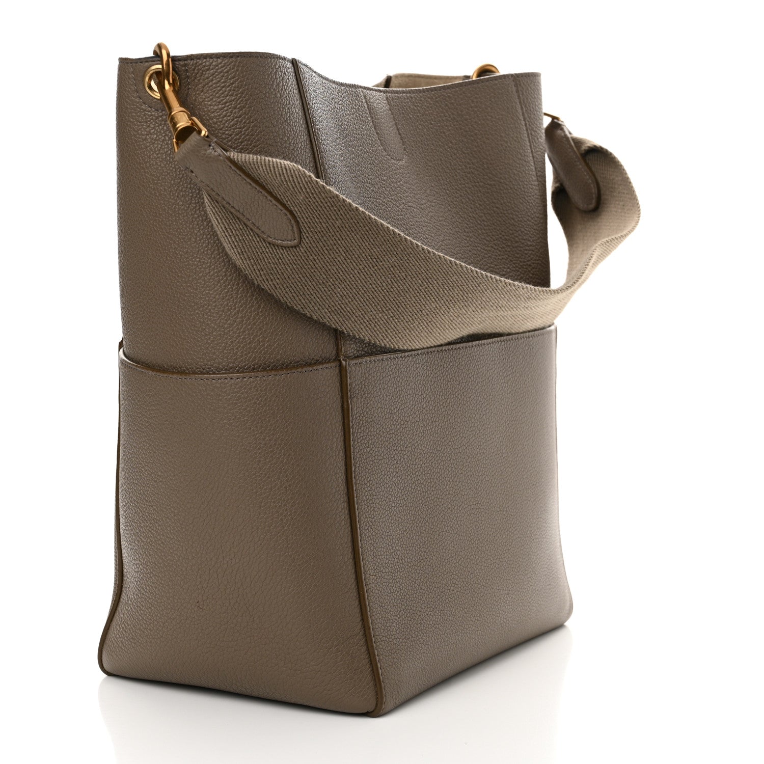 Celine Soft Grained Calfskin Sangle Bucket Bag Taupe 3 of 10