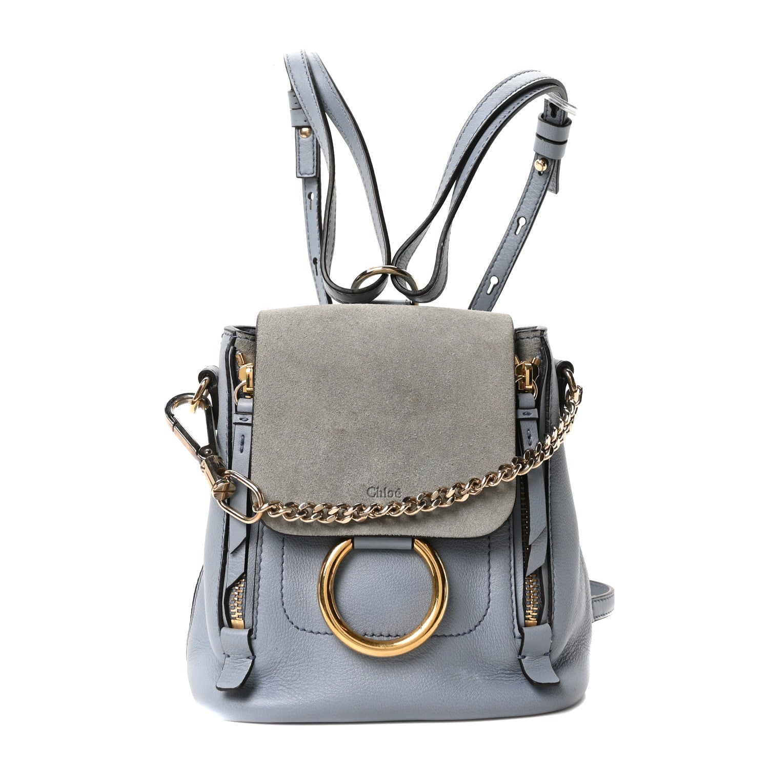 Chloe Suede Calfskin Mini Faye Backpack Cloudy Blue 1807231 – FASHIONPHILE