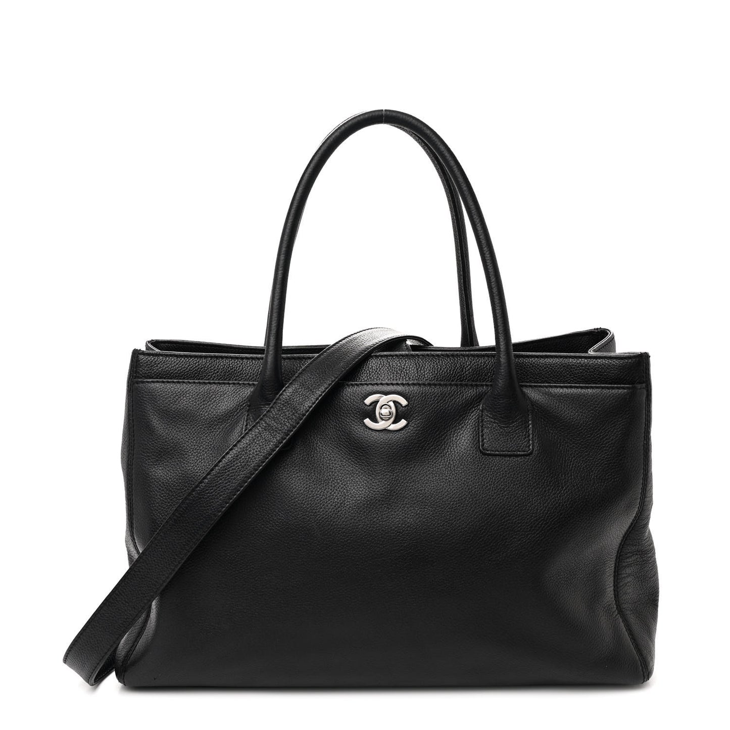 Calfskin Cerf Executive Shopper Tote Black