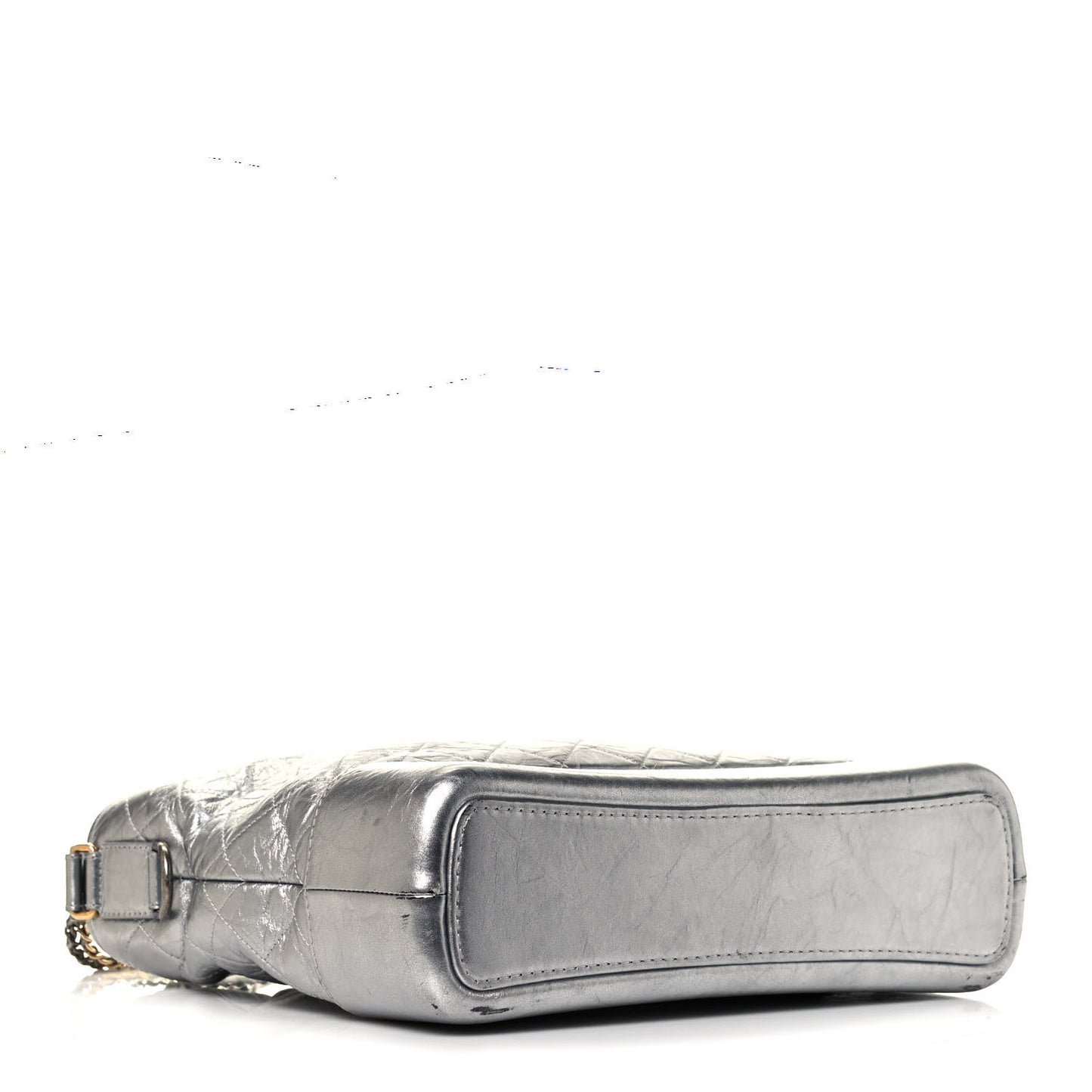 Metallic Aged Calfskin Quilted Large Gabrielle Silver