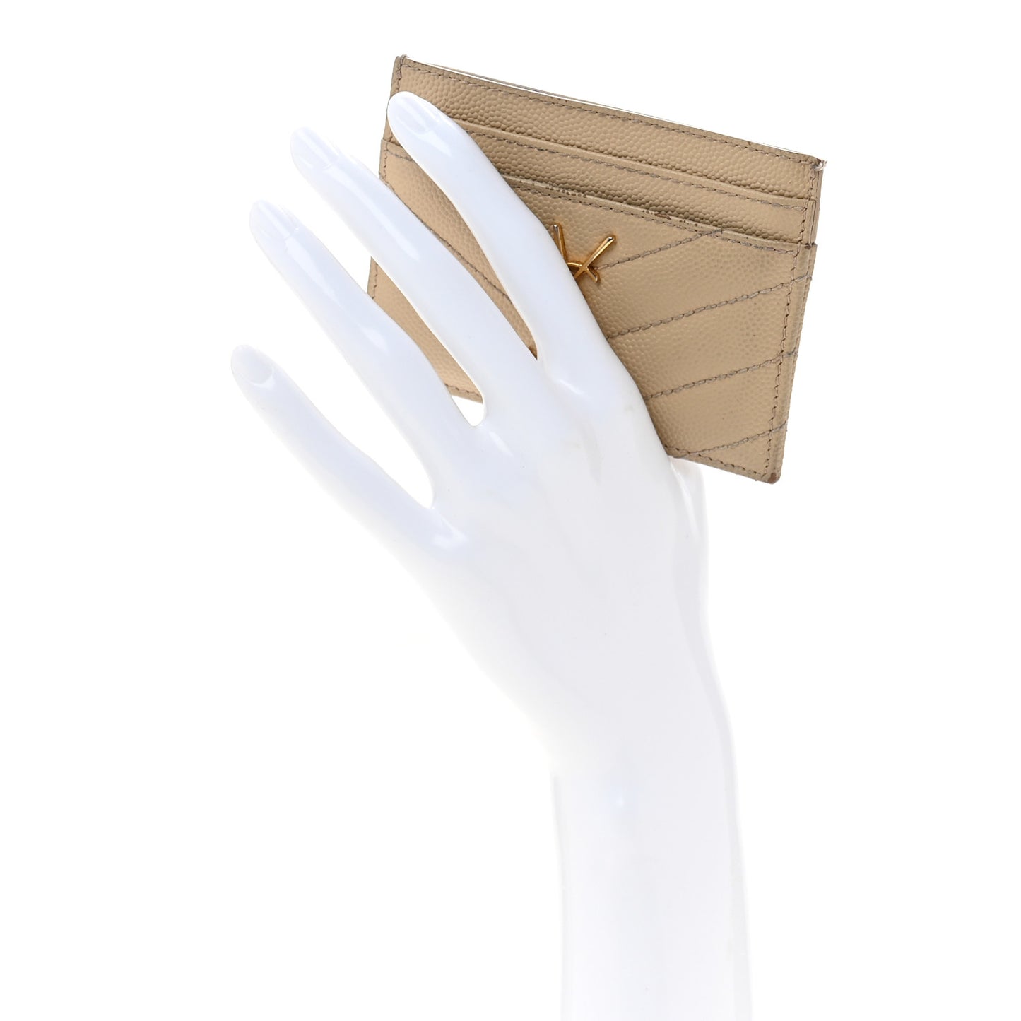 Grain De Poudre Matelasse Chevron Monogram Credit Card Case Nude Powder