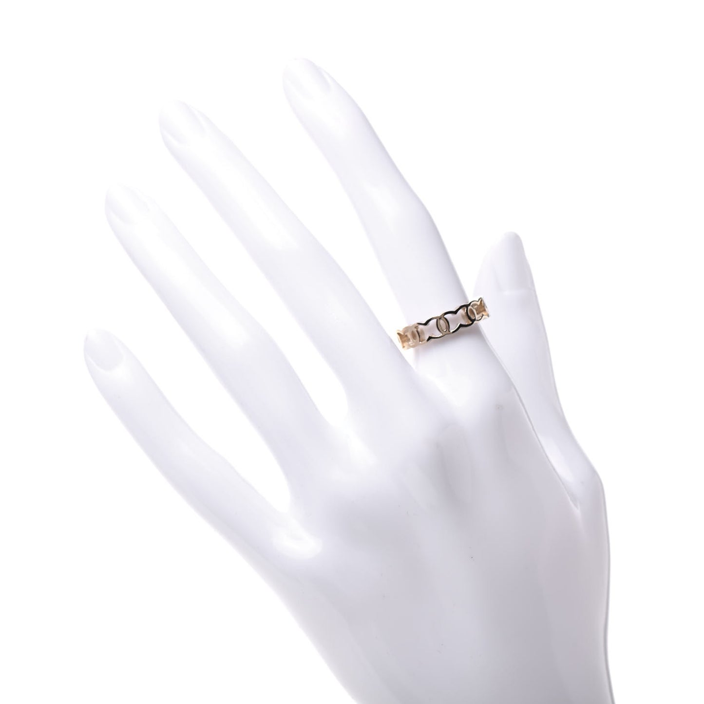 Metal Chain CC Ring 5 Gold