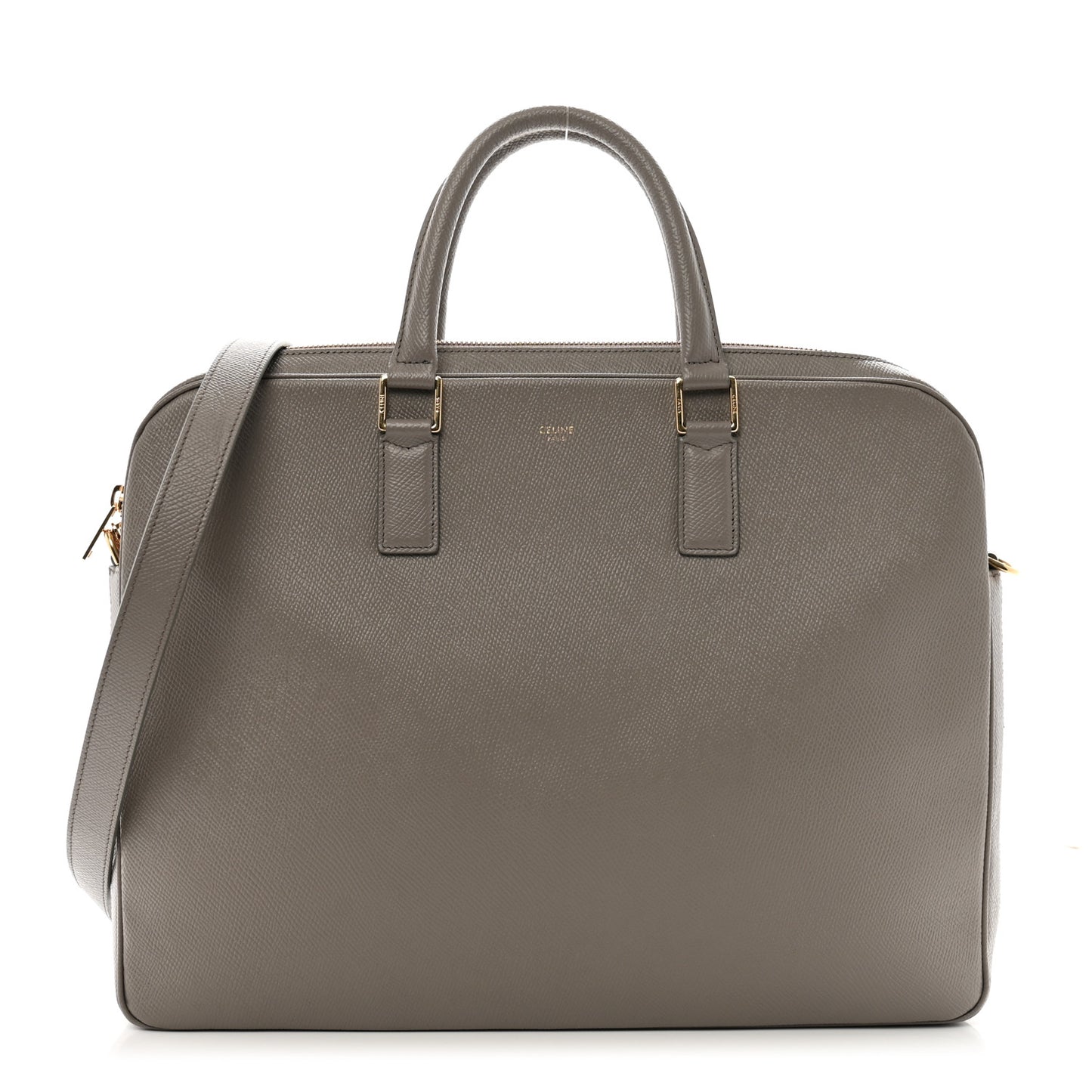 Grained Calfskin Medium Briefcase Pebble