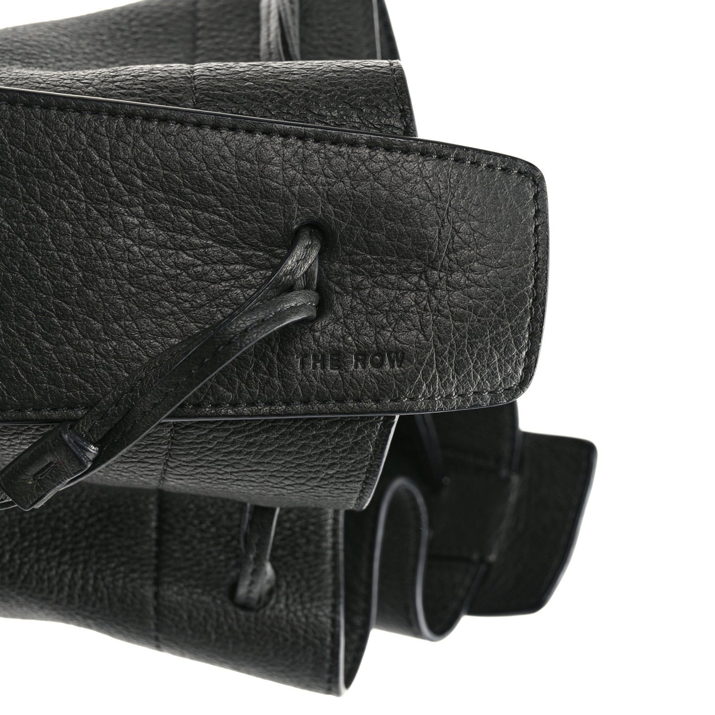 Grained Calfskin Drawstring Pouch Black
