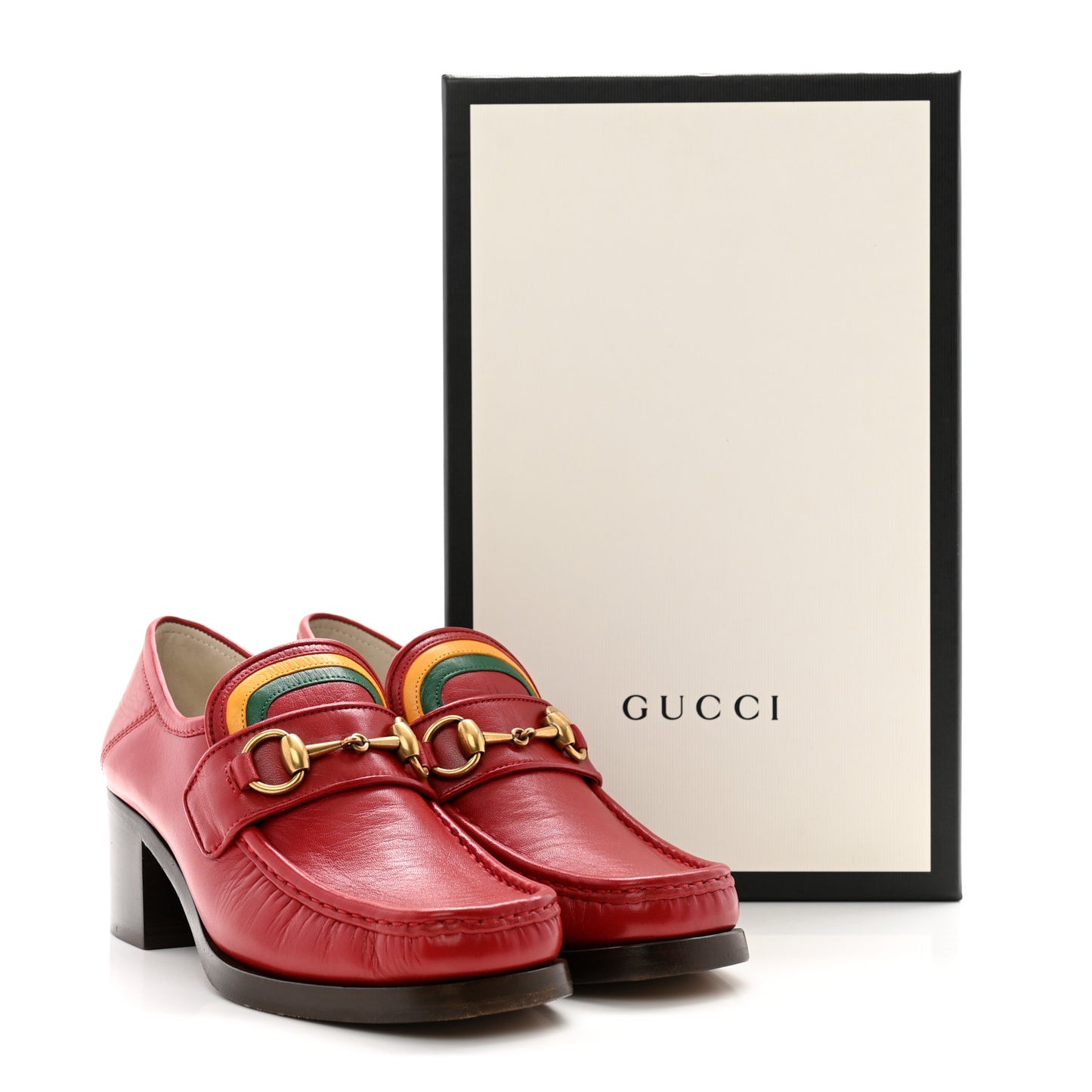 Malaga Kid Horsebit Loafer Pumps 36.5 Hibiscus Red Emerald