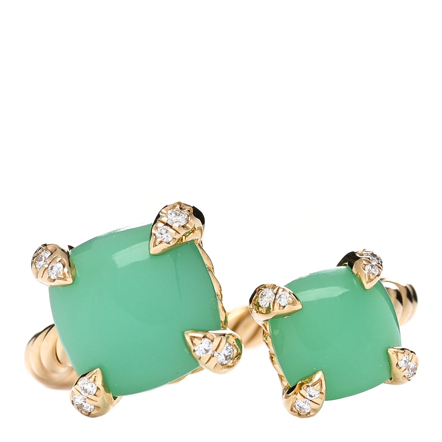 18K Yellow Gold Diamond Chrysoprase Chatelaine Bypass Ring 52 6
