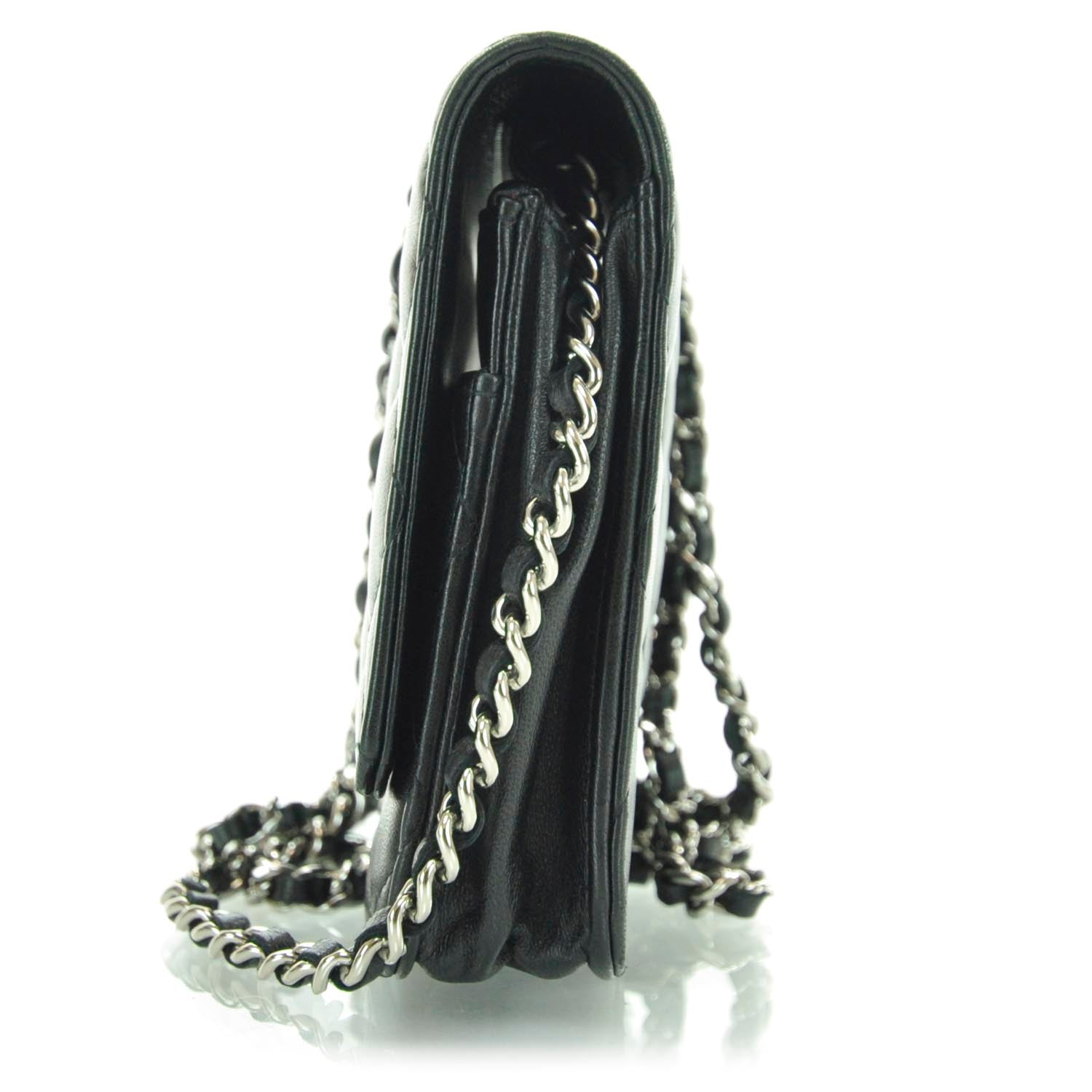 Chanel Lambskin Quilted Wallet On Chain WOC Black 4 of 12