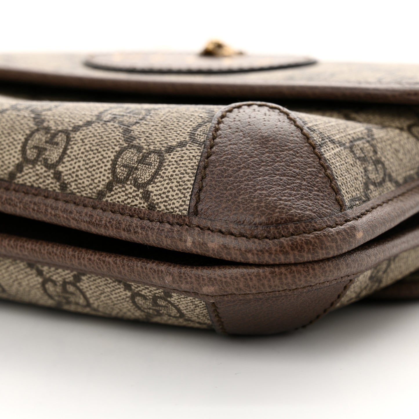 GG Supreme Monogram Web Small Neo Vintage Double Flap Messenger Bag Brown