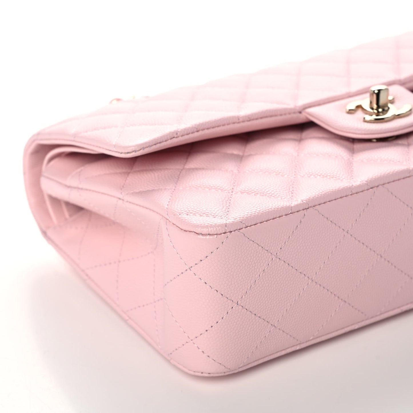Caviar Quilted Medium Double Flap Light Pink