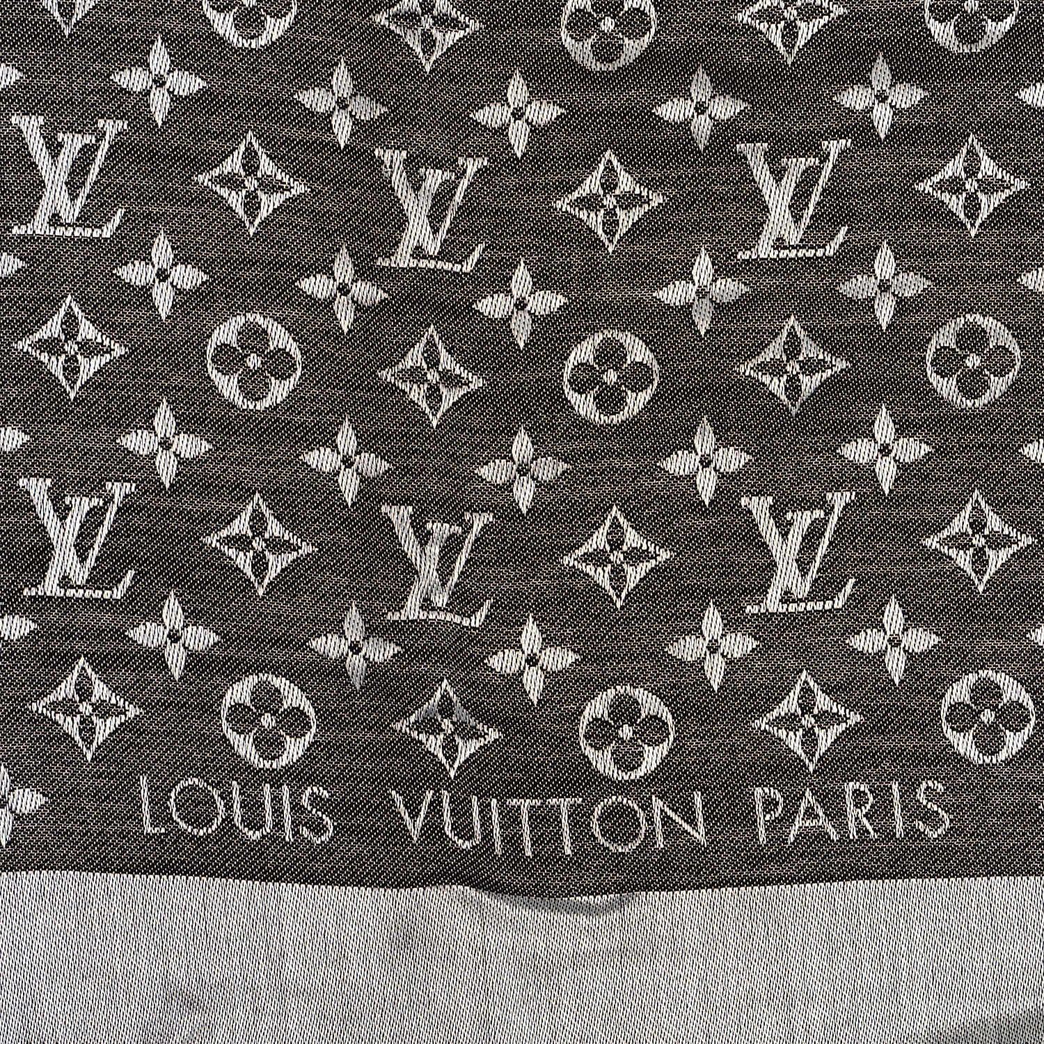 Louis Vuitton Silk Wool Monogram Denim Shawl Black 2 of 3