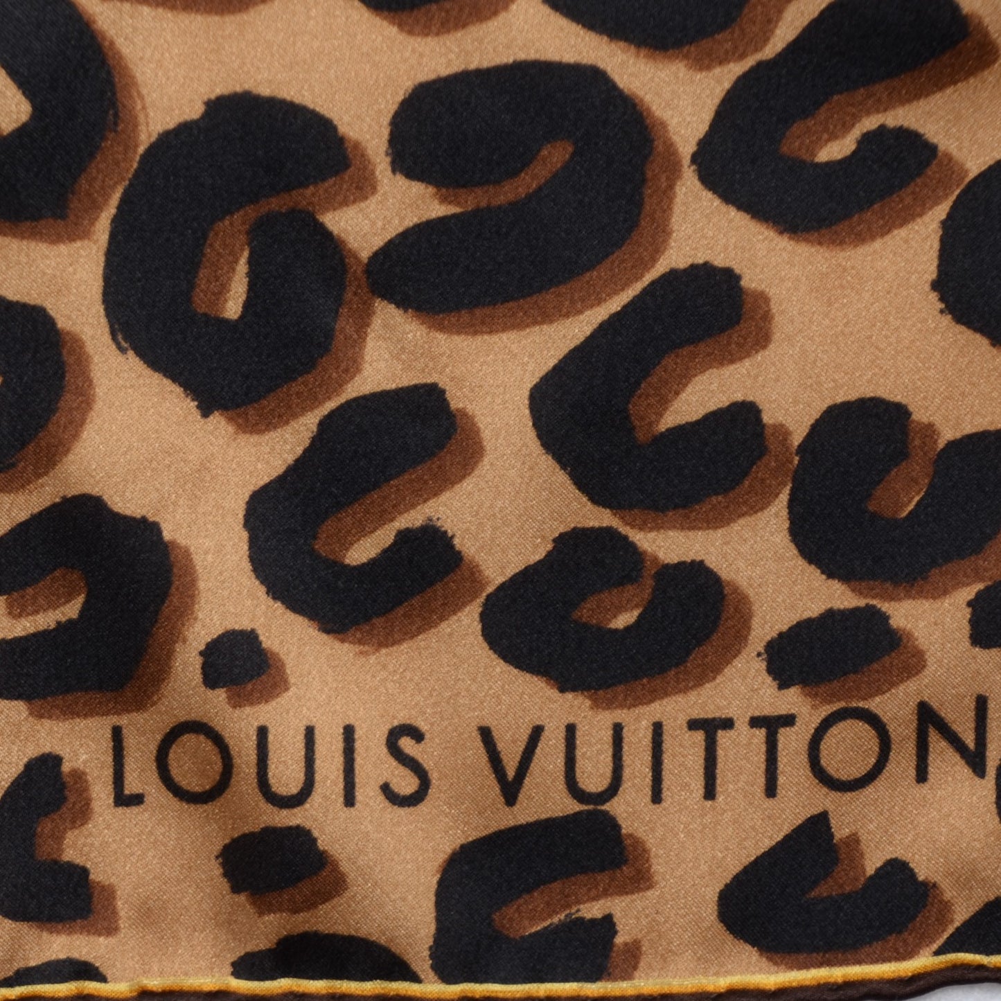 Silk Leopard Monogram Square Scarf
